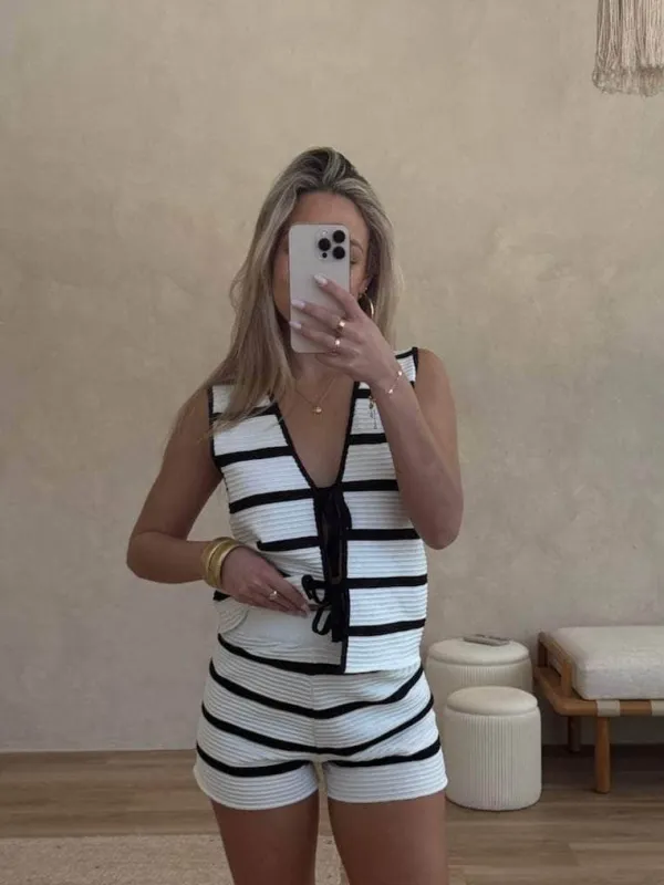 Serena Striped Vest sold by LANE 201
