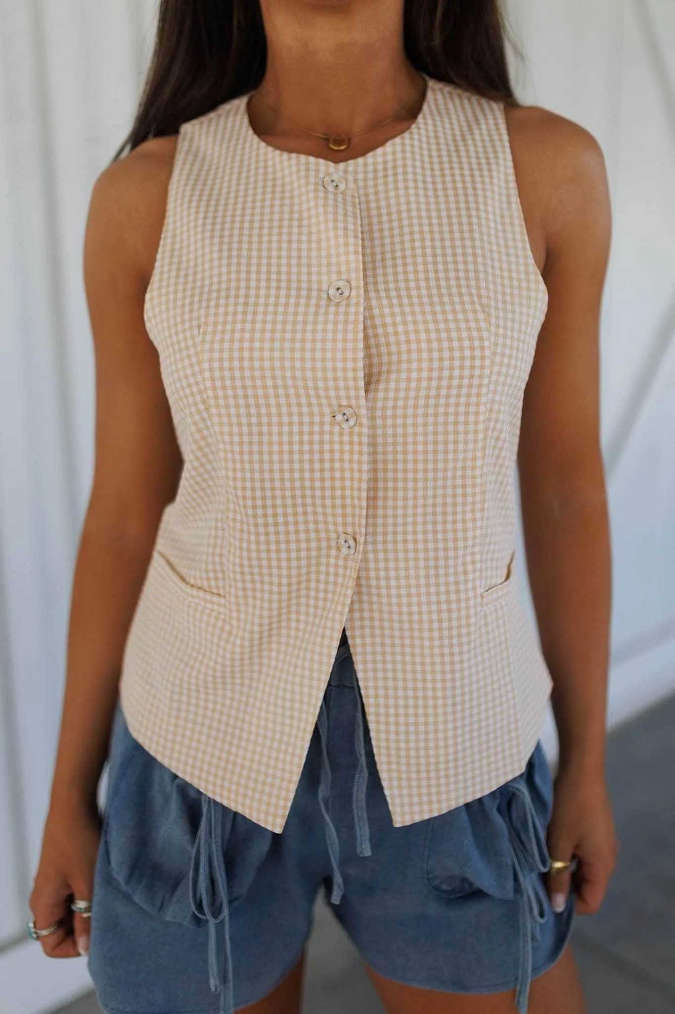 Gingham Vest Top sold by LANE 201 product image thumbnail 3