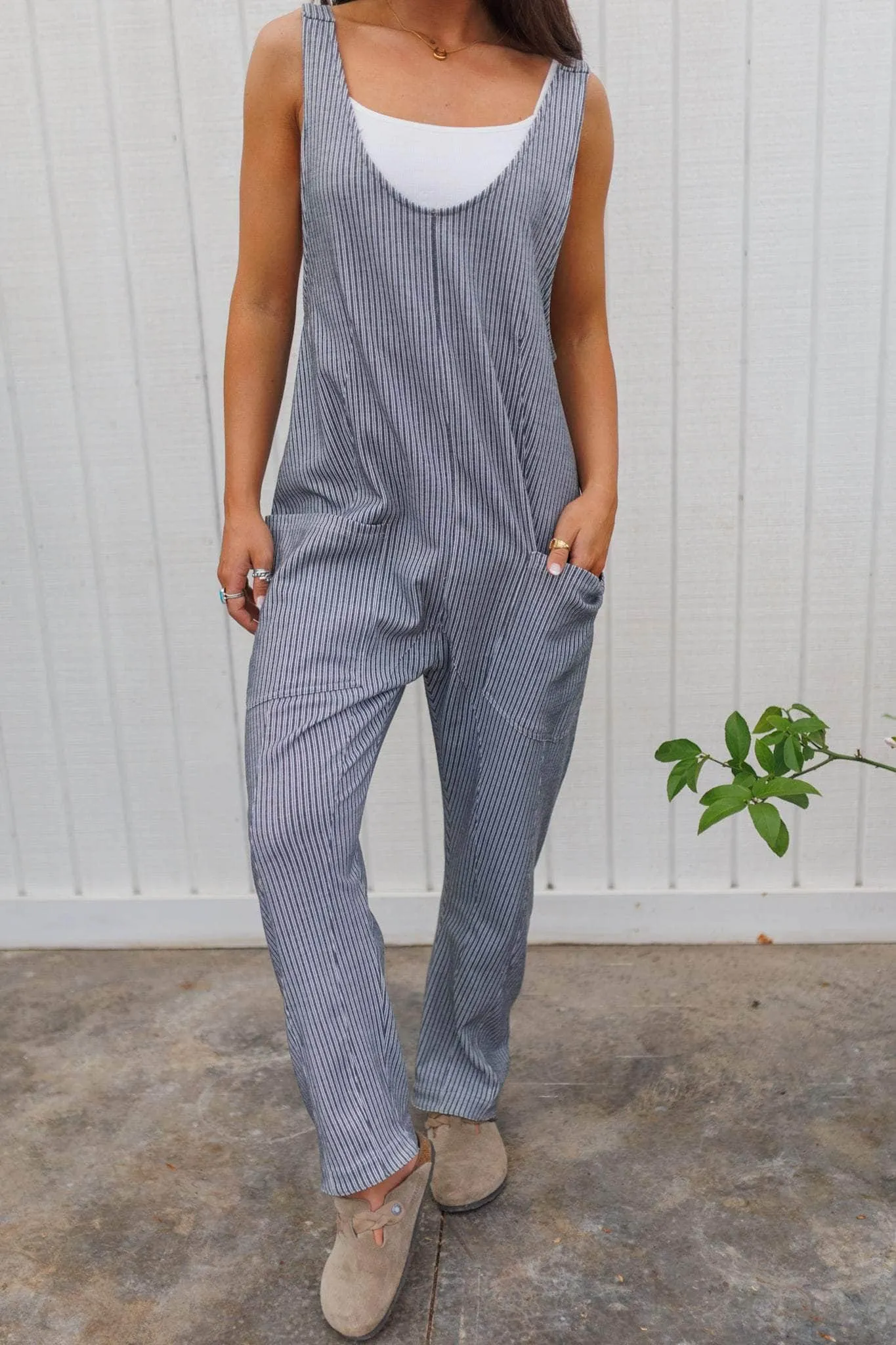 Scoop Neck Striped Overalls sold by LANE 201 product image thumbnail 3