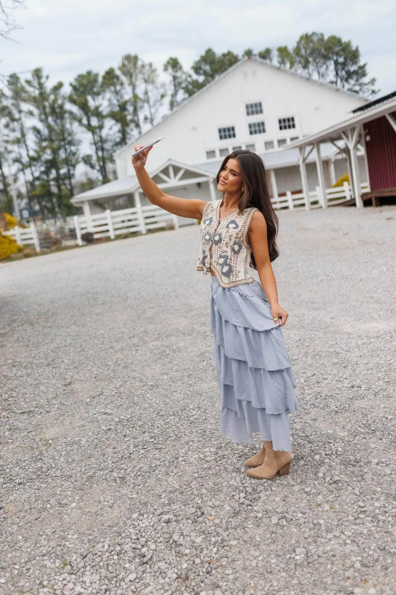 Blue Striped Tiered Skirt sold by LANE 201 product image thumbnail 4