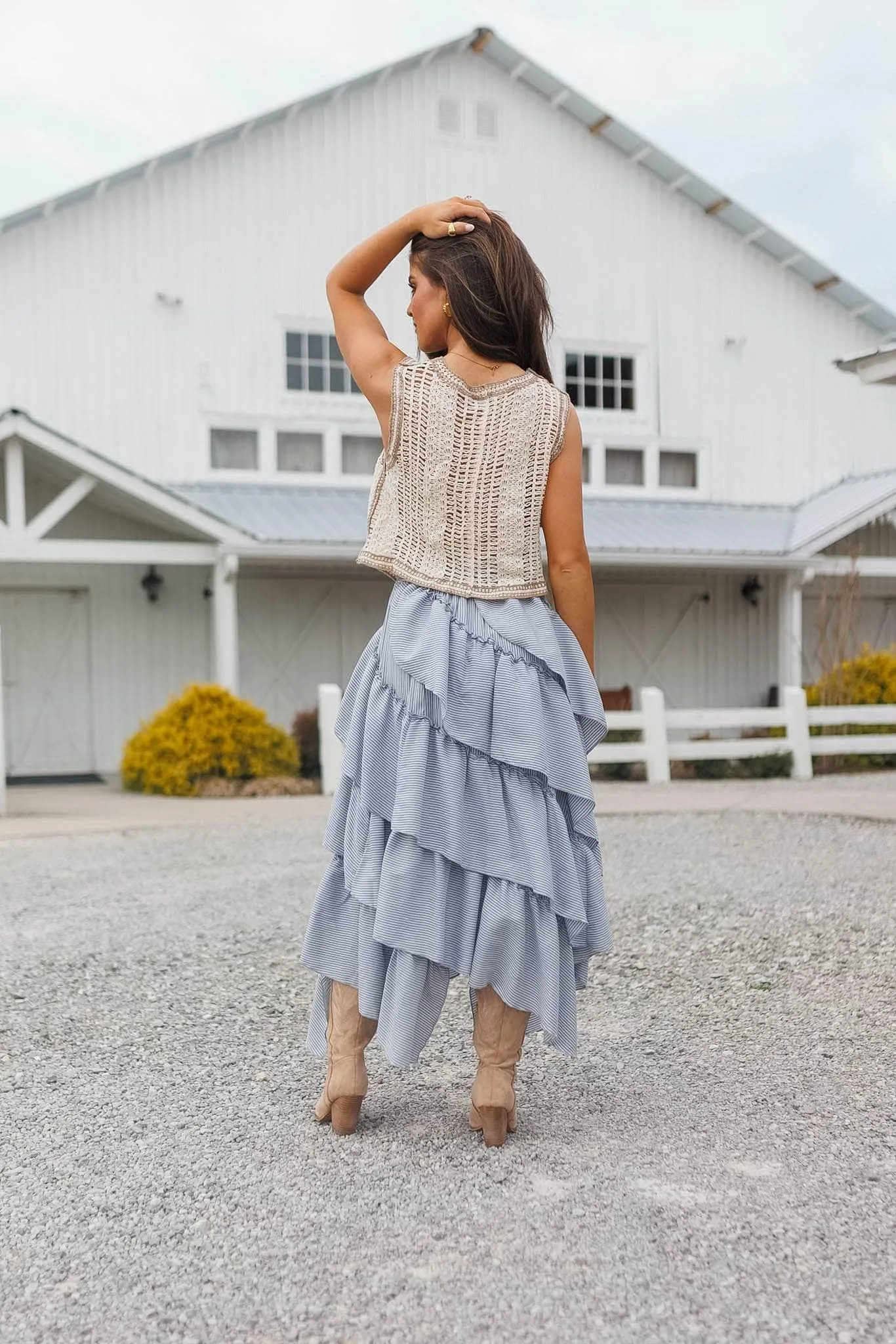 Blue Striped Tiered Skirt sold by LANE 201 product image thumbnail 2