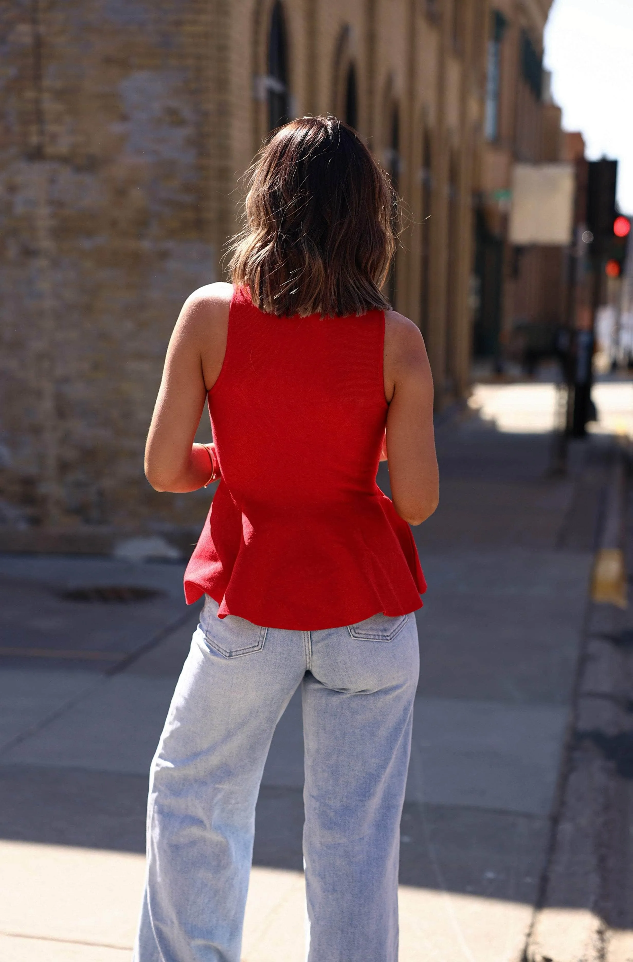 Red Peplum Top sold by LANE 201 product image thumbnail 3