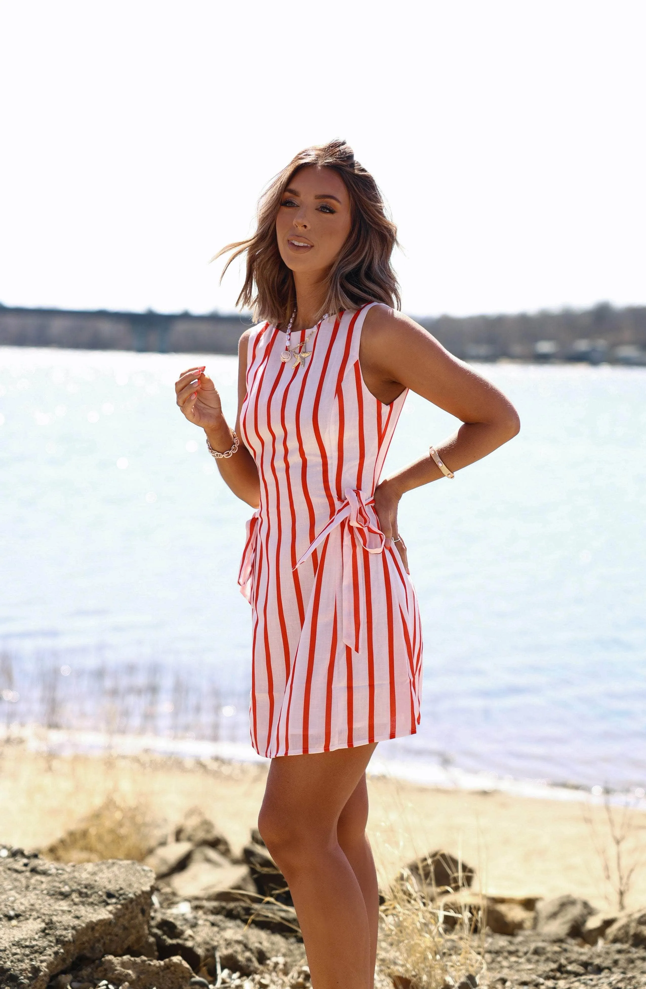 Red Smooth Sailing Dress sold by LANE 201 product image thumbnail 4