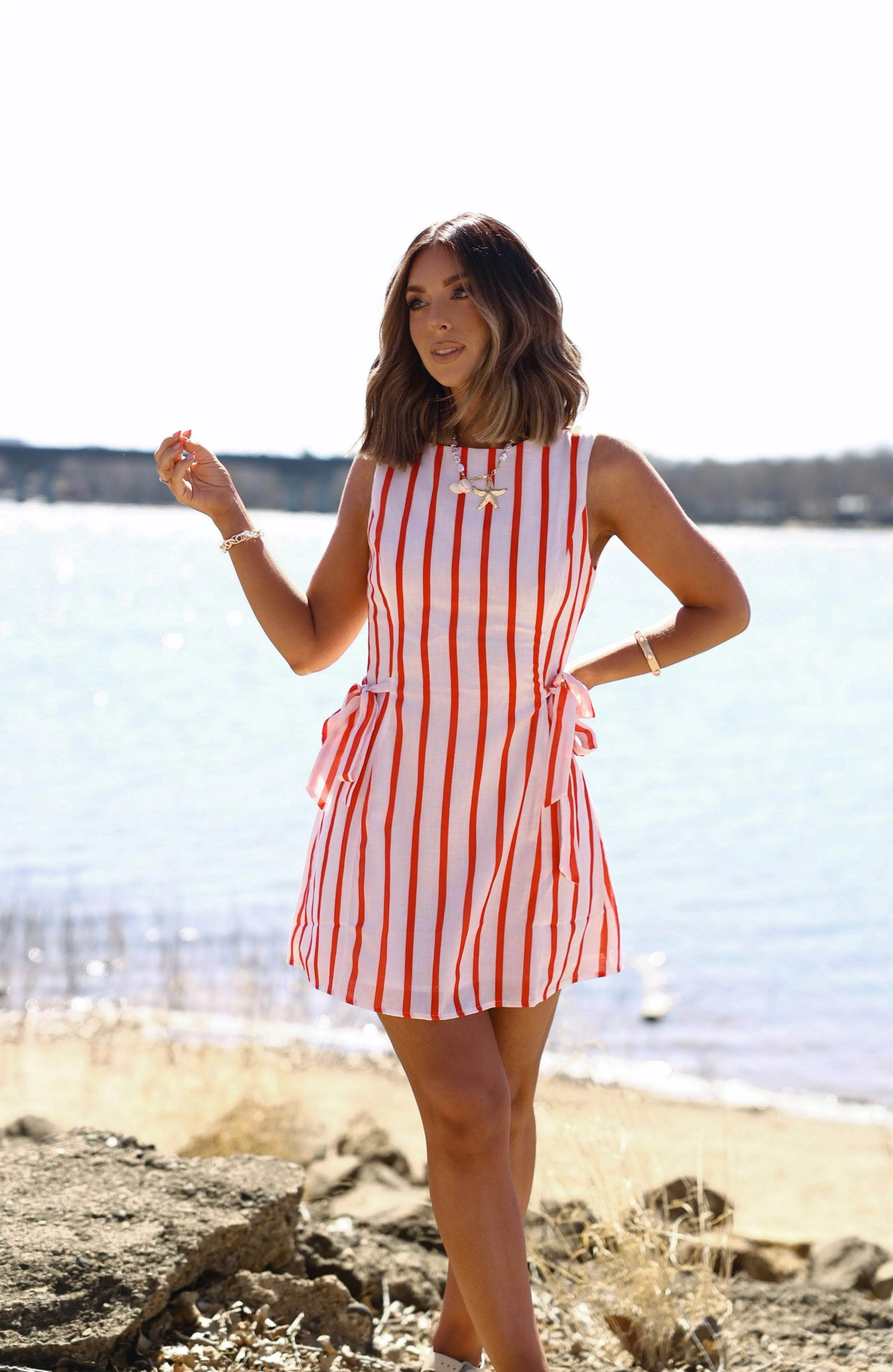 Red Smooth Sailing Dress sold by LANE 201