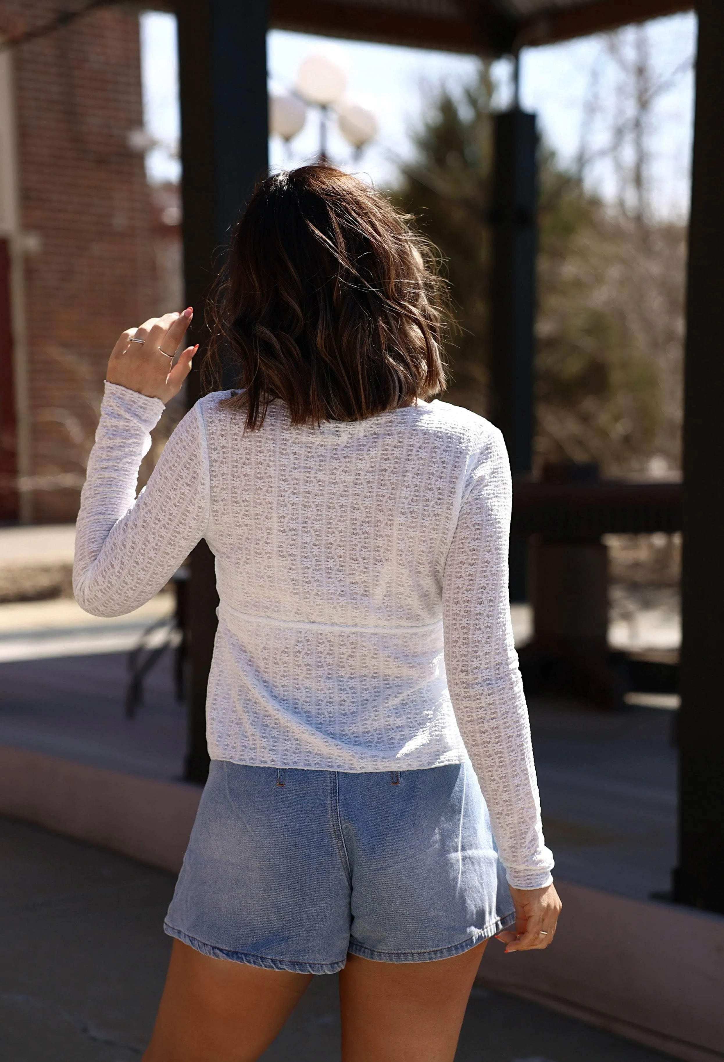 Sky Blue Lace Tie Top sold by LANE 201 product image thumbnail 3