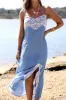 Chambray Lace Midi Dress sold by LANE 201