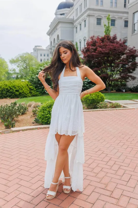Eyelet High Low Maxi Dress sold by LANE 201
