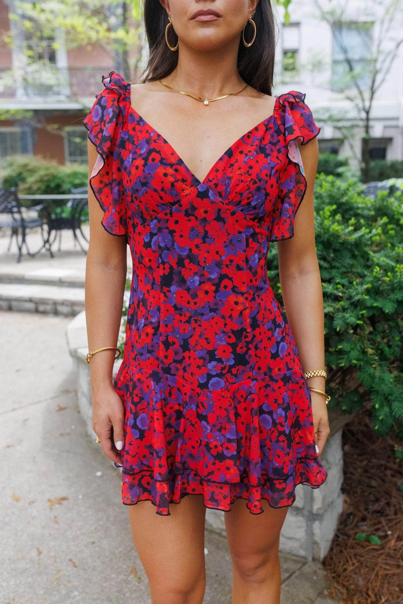 Red Floral Pattern Dress sold by LANE 201 product image thumbnail 3