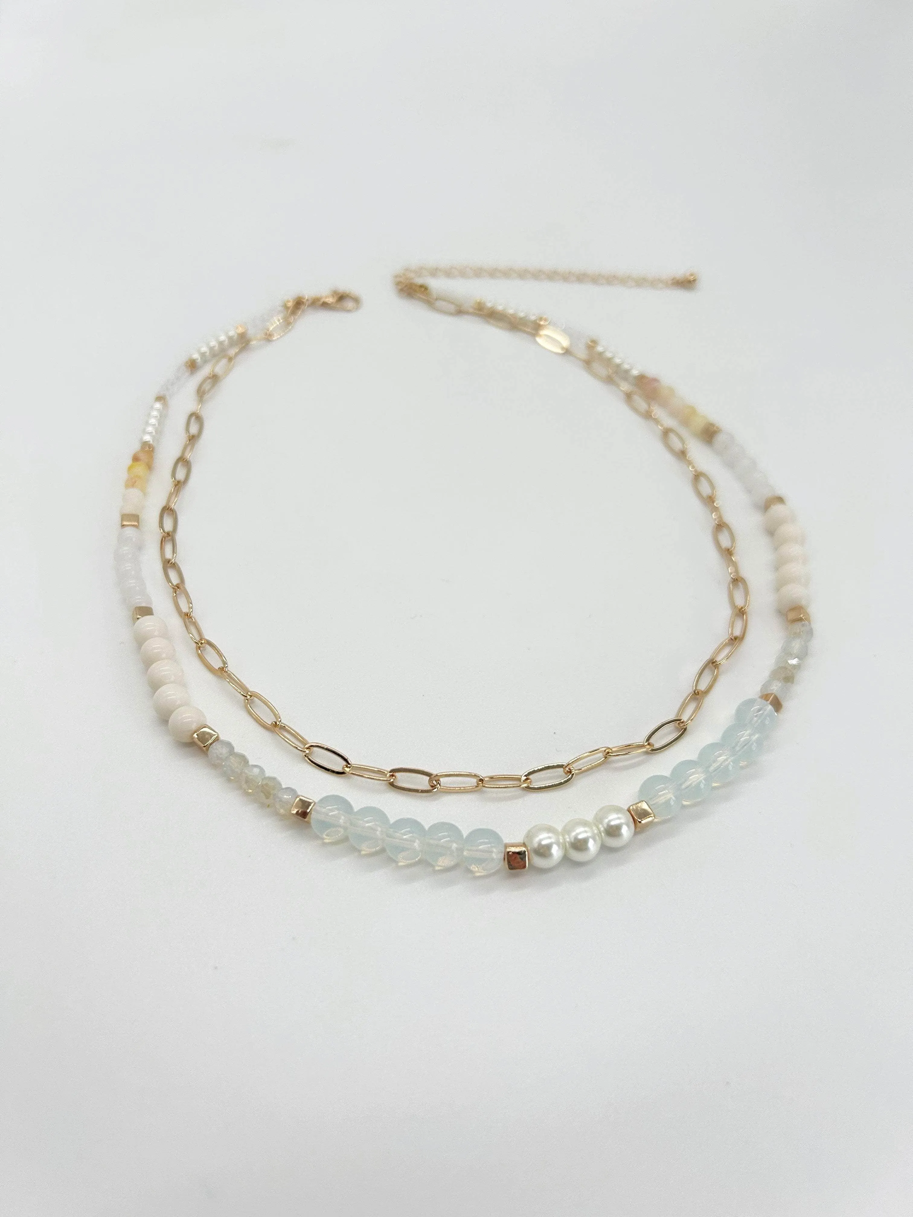 Double Layer Stone Necklace sold by LANE 201