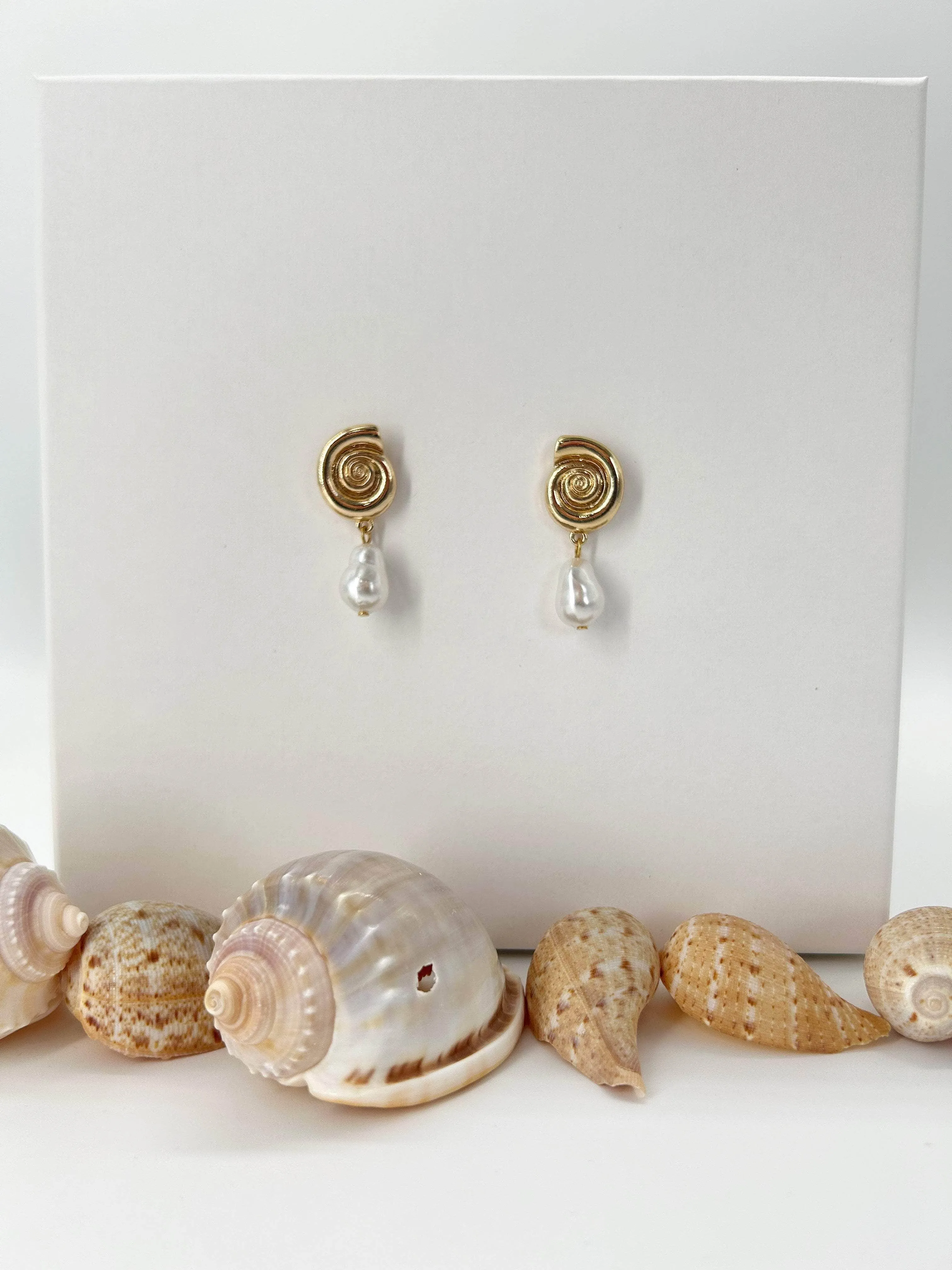 Seashell Pearl Drop Earrings sold by LANE 201 product image thumbnail 2
