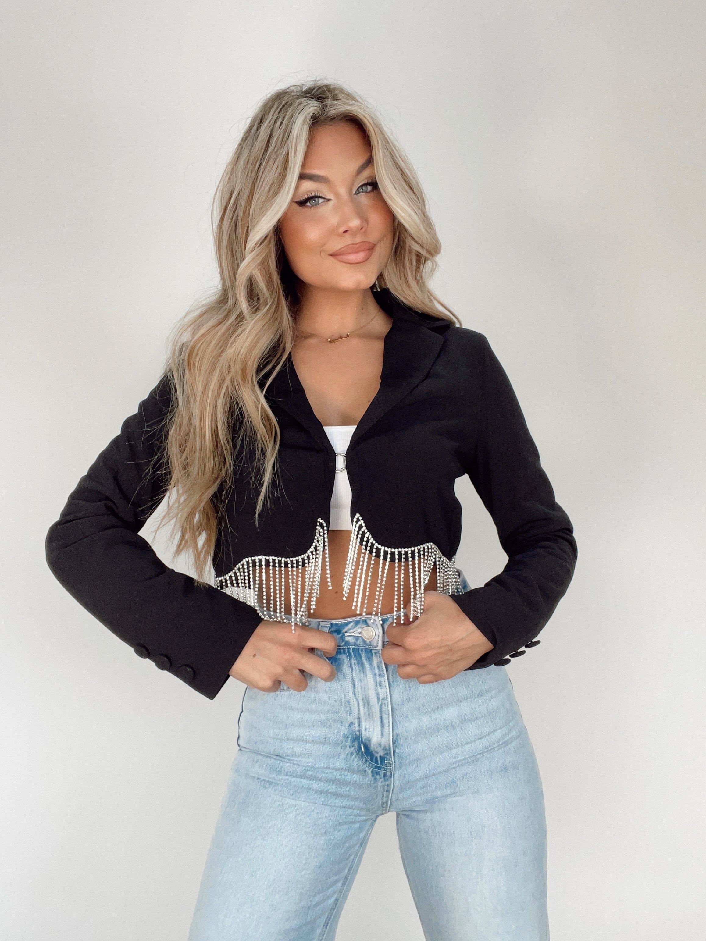 Black Broadway Glam Blazer sold by LANE 201