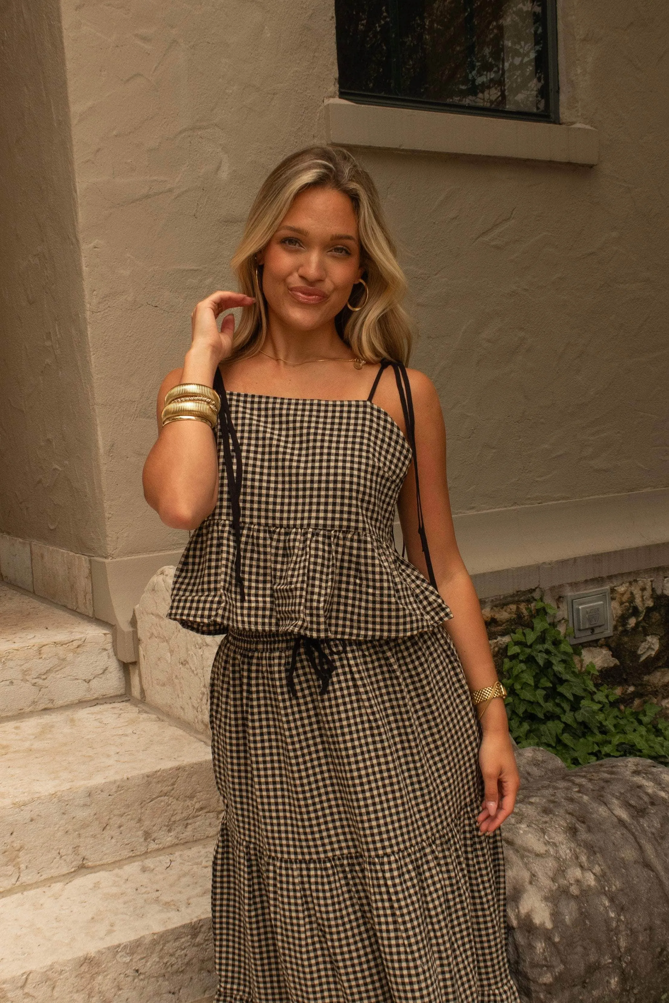 Gingham Grove Top sold by LANE 201