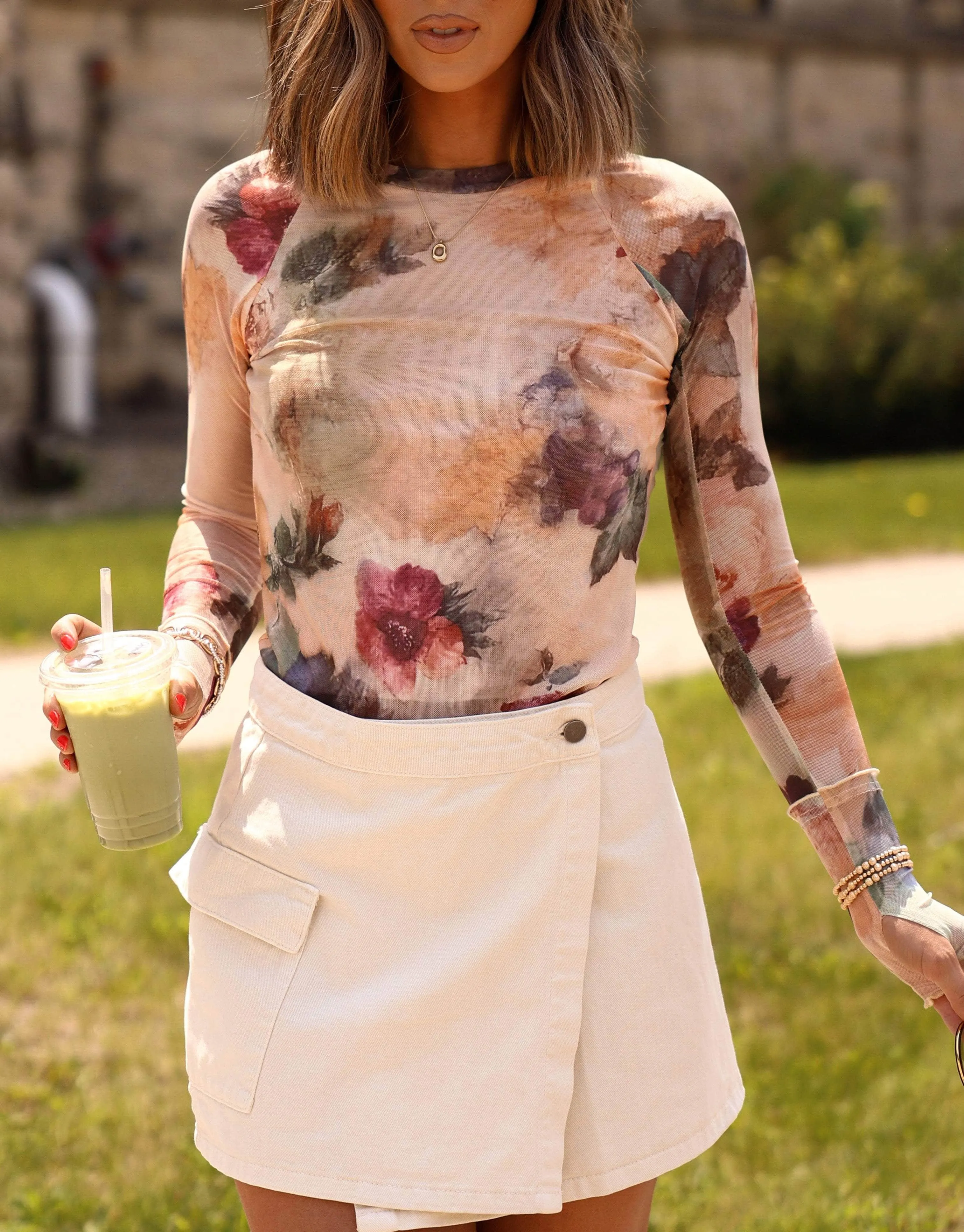 Faded Florals Mesh Top sold by LANE 201 product image thumbnail 2