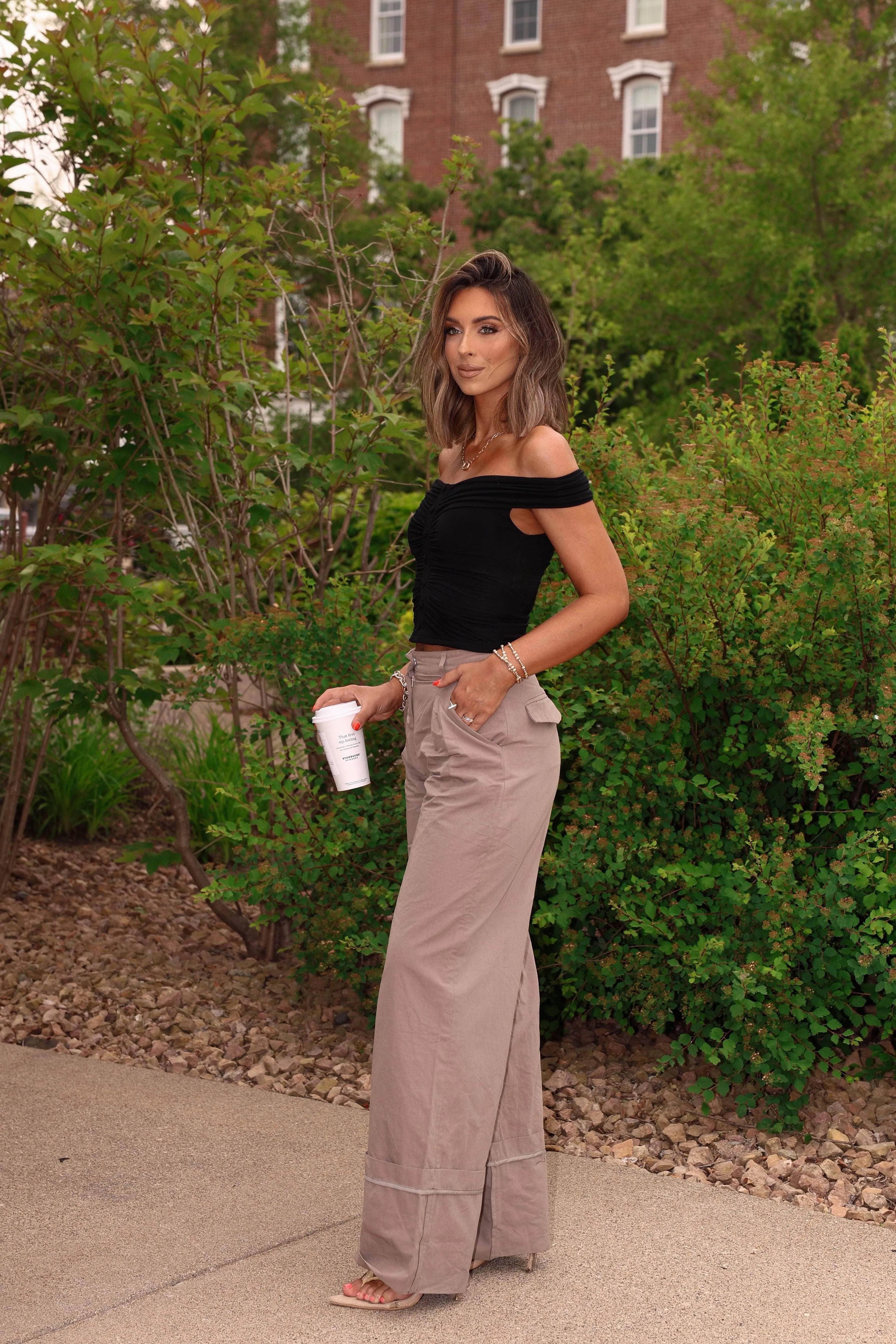 Khaki Cuffed Trouser Pant sold by LANE 201 product image thumbnail 4