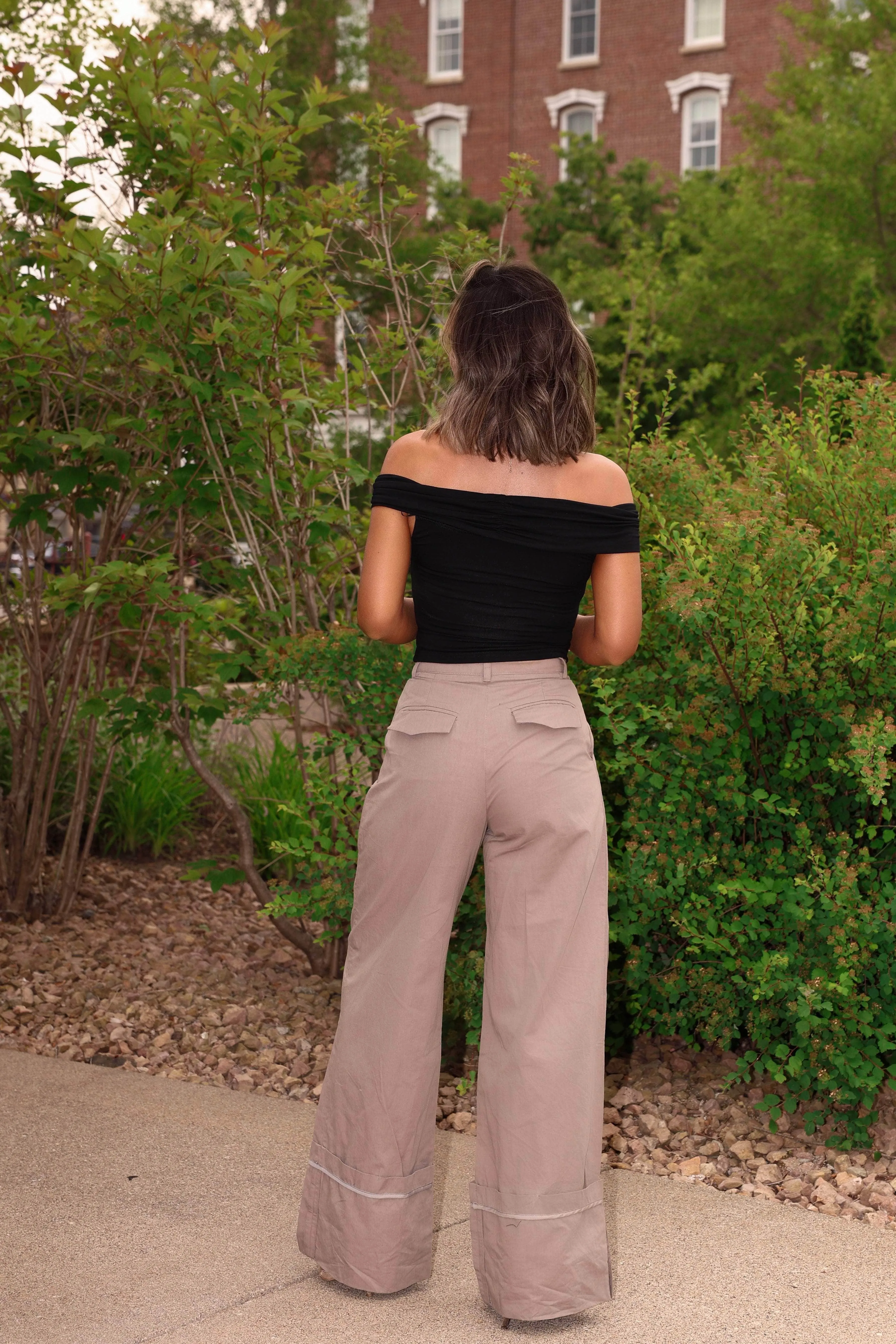 Khaki Cuffed Trouser Pant sold by LANE 201 product image thumbnail 2