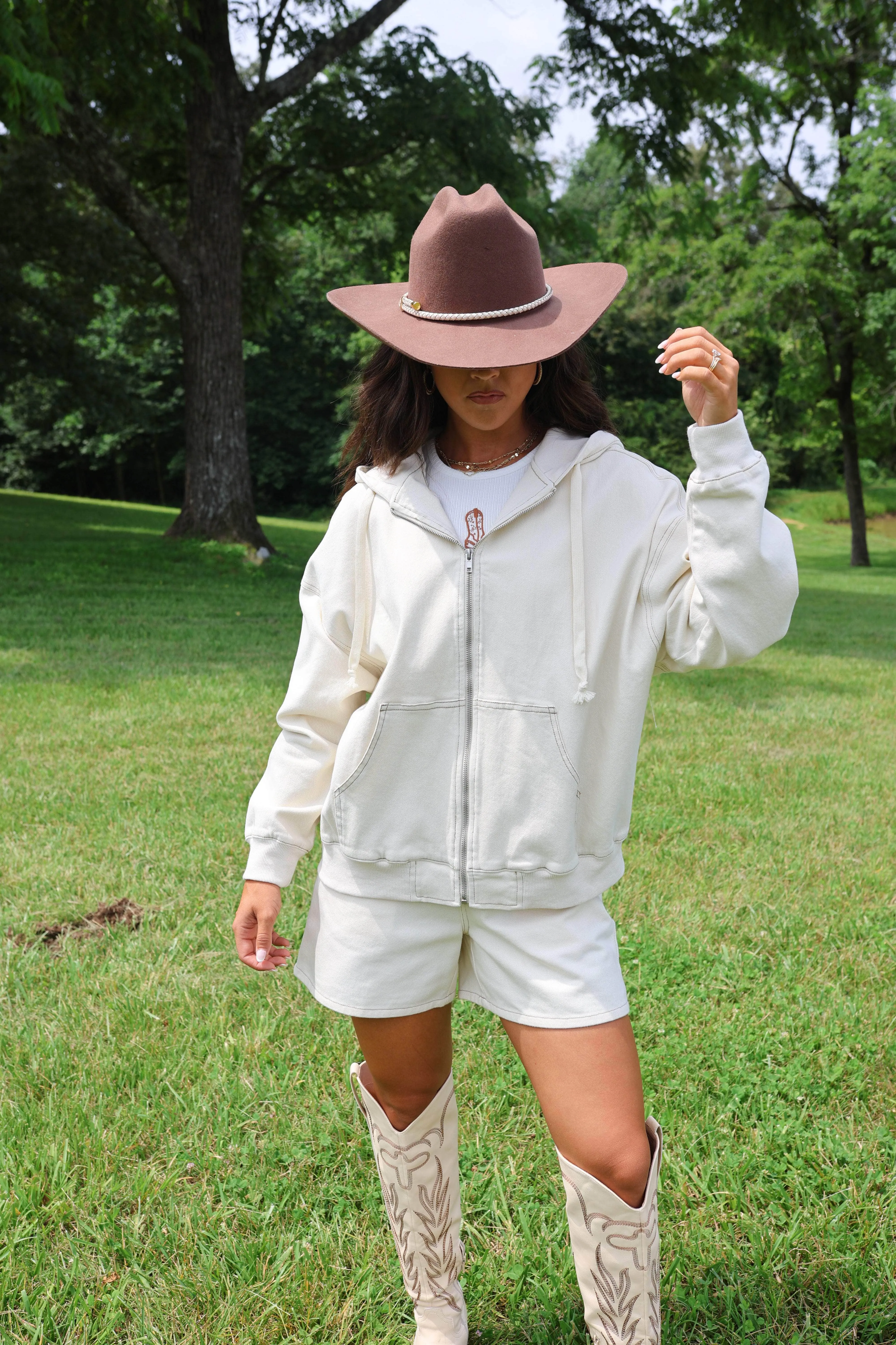 Cream Oversized Hoodie Jacket sold by LANE 201 product image thumbnail 3