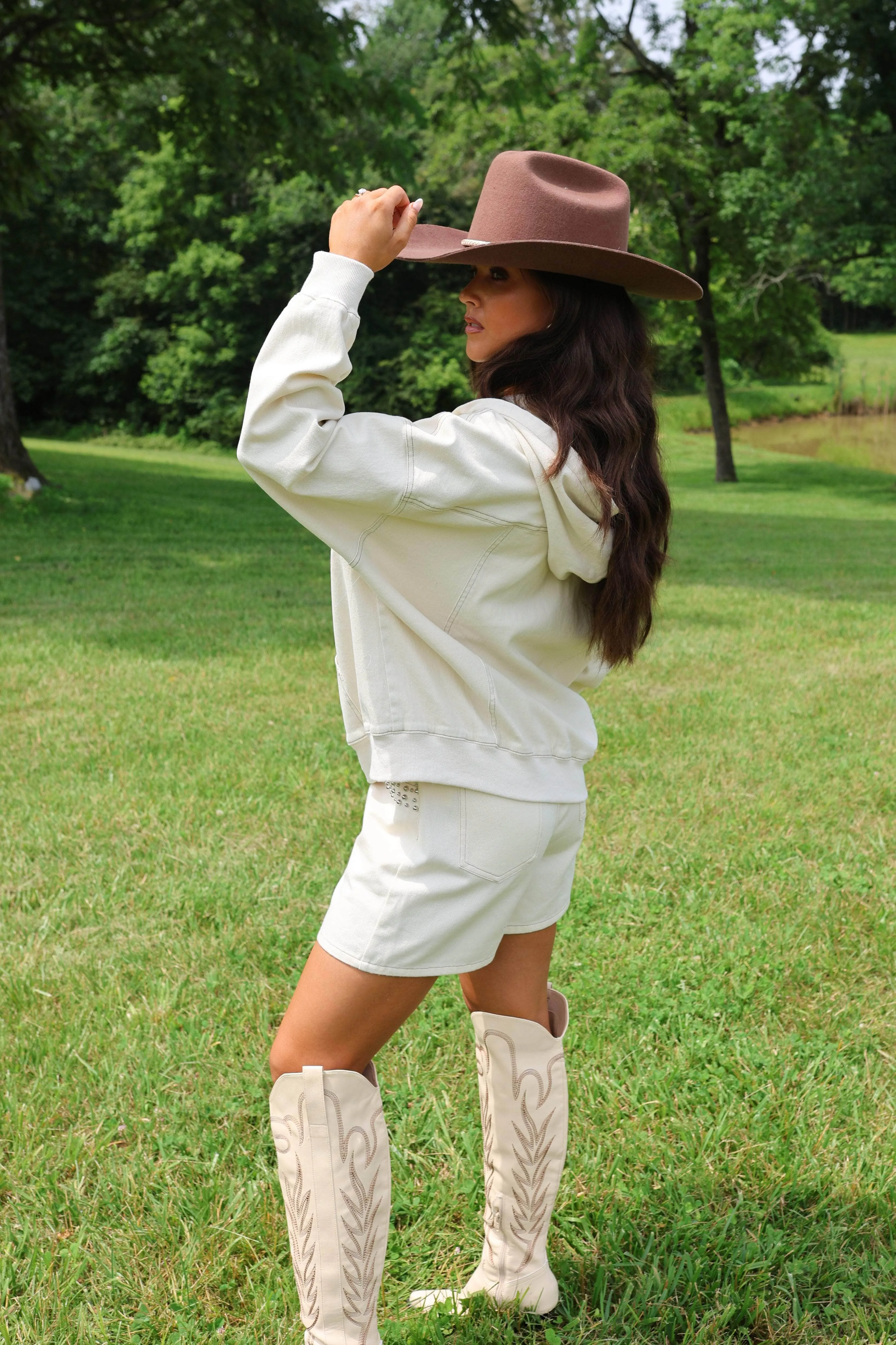 Cream Oversized Hoodie Jacket sold by LANE 201 product image thumbnail 4
