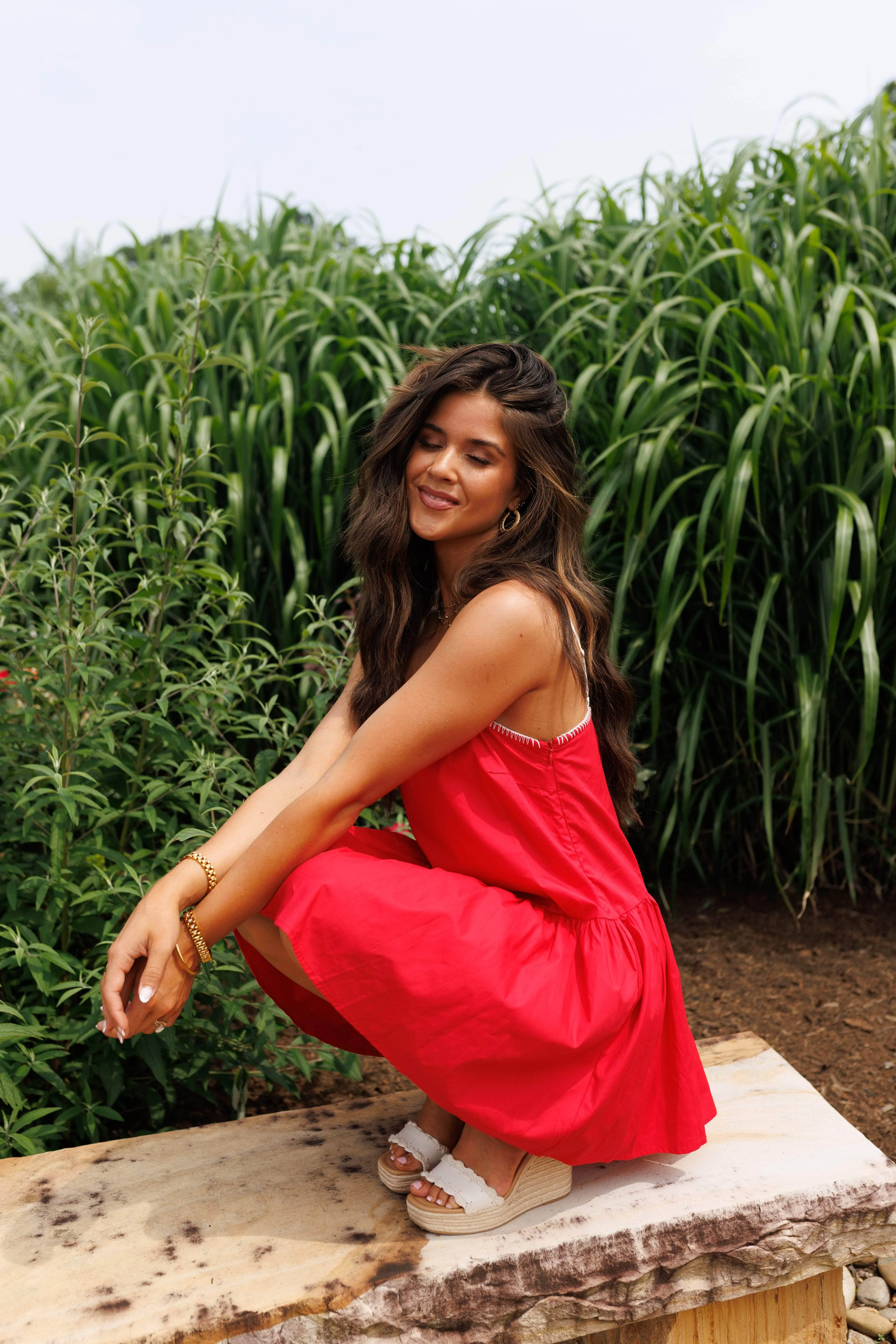 Red Poplin Mini Dress sold by LANE 201 product image thumbnail 5