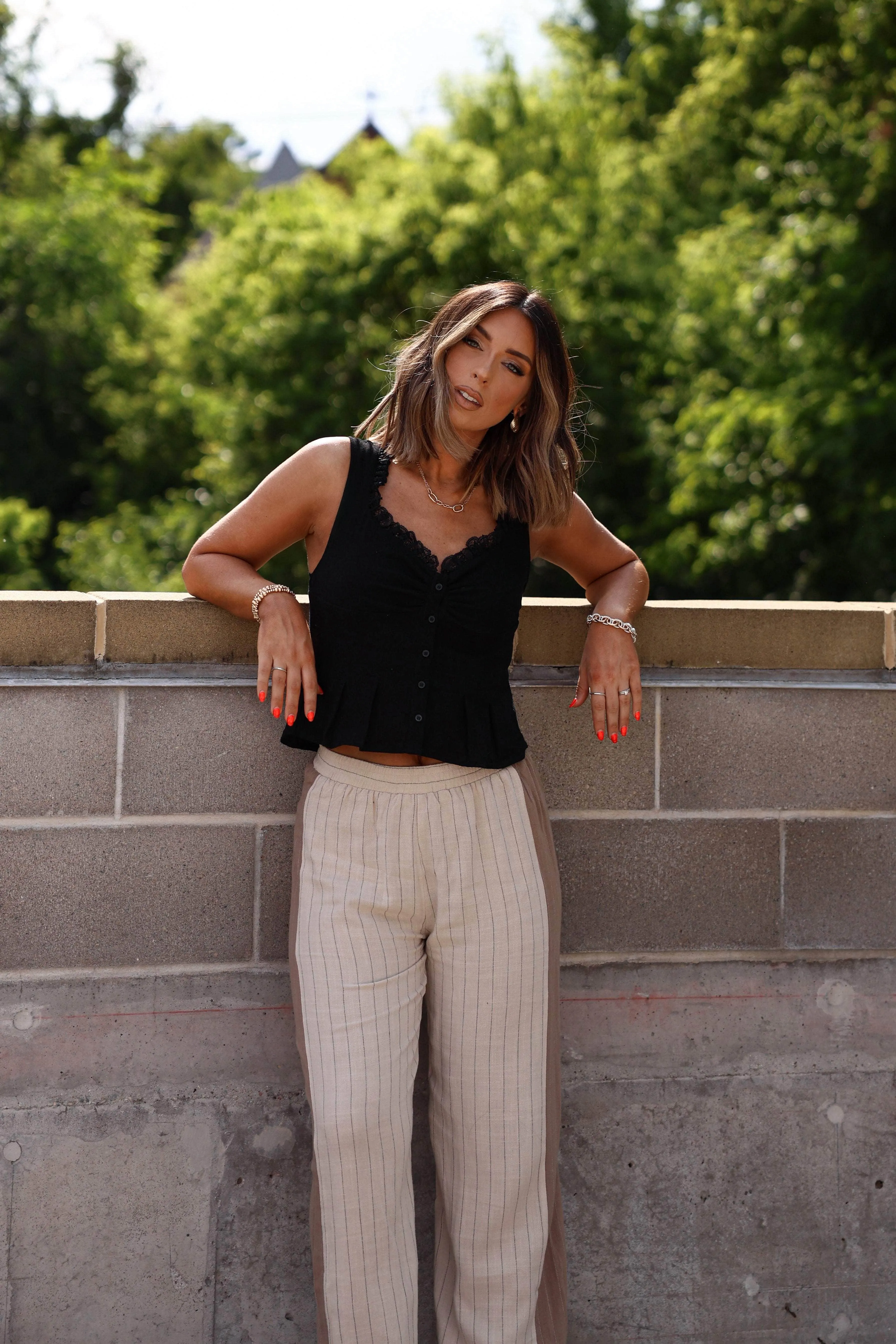 Linen Lace Pleated Tank sold by LANE 201 product image thumbnail 4