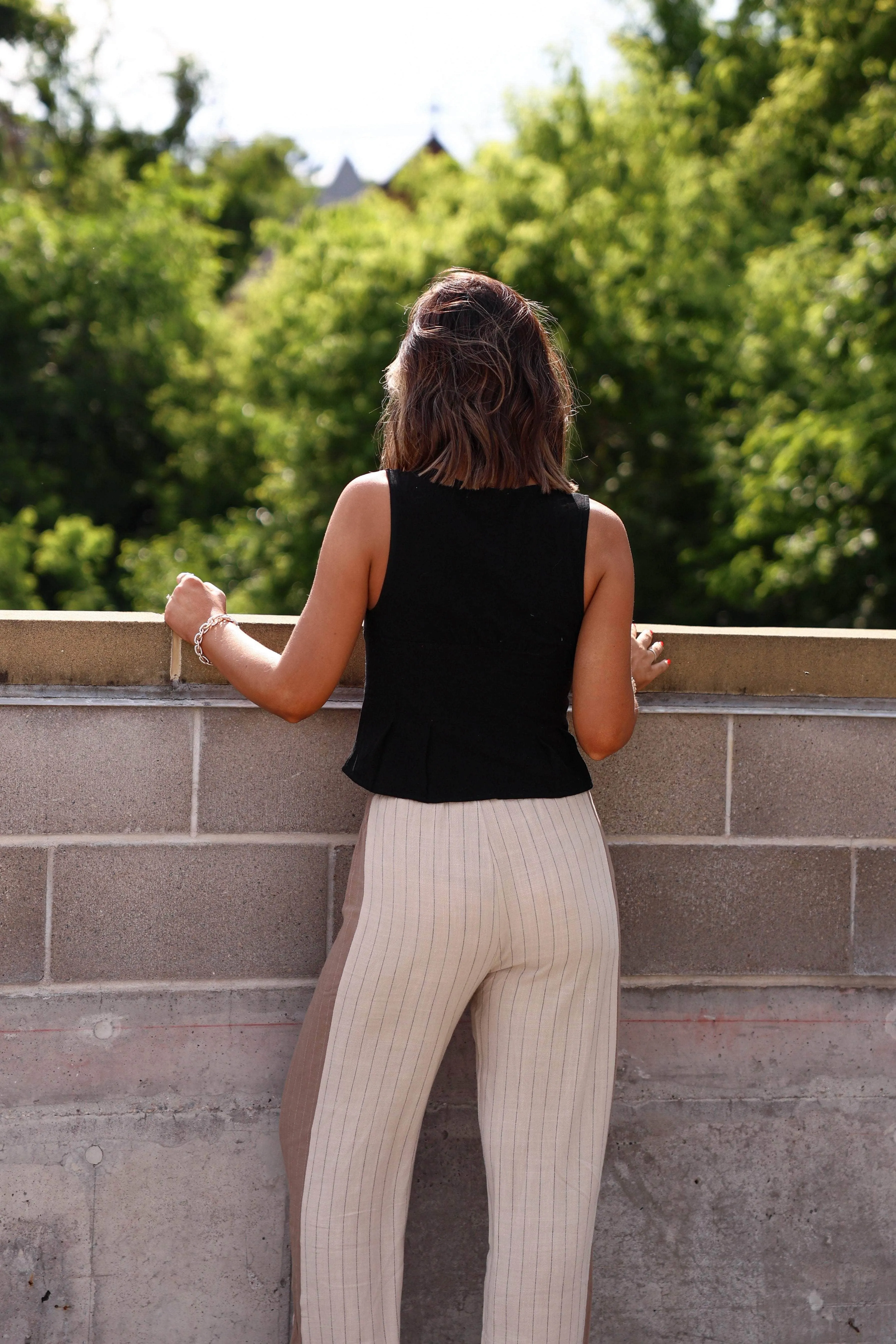 Linen Lace Pleated Tank sold by LANE 201 product image thumbnail 3