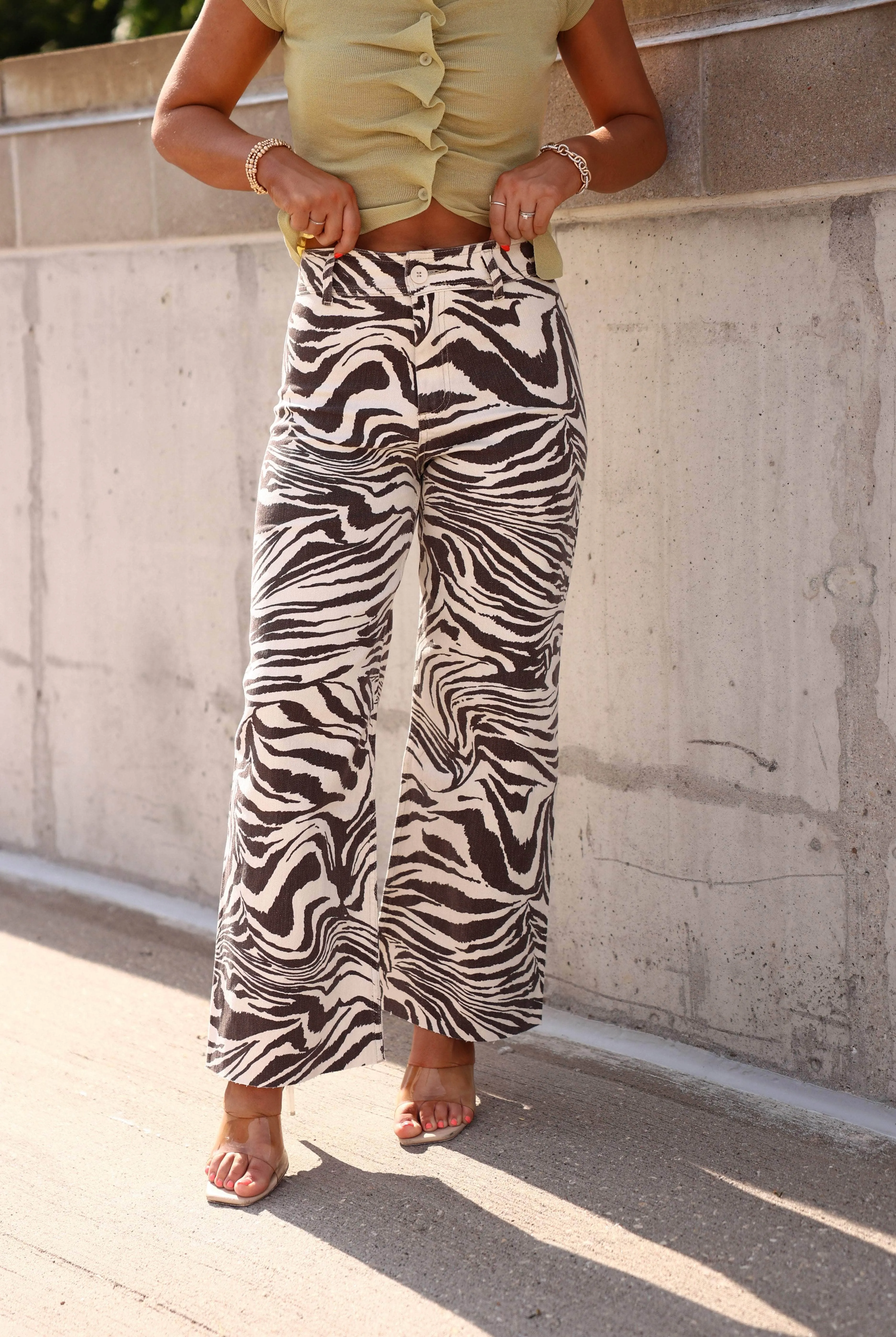 Brown Zebra Print Pants sold by LANE 201