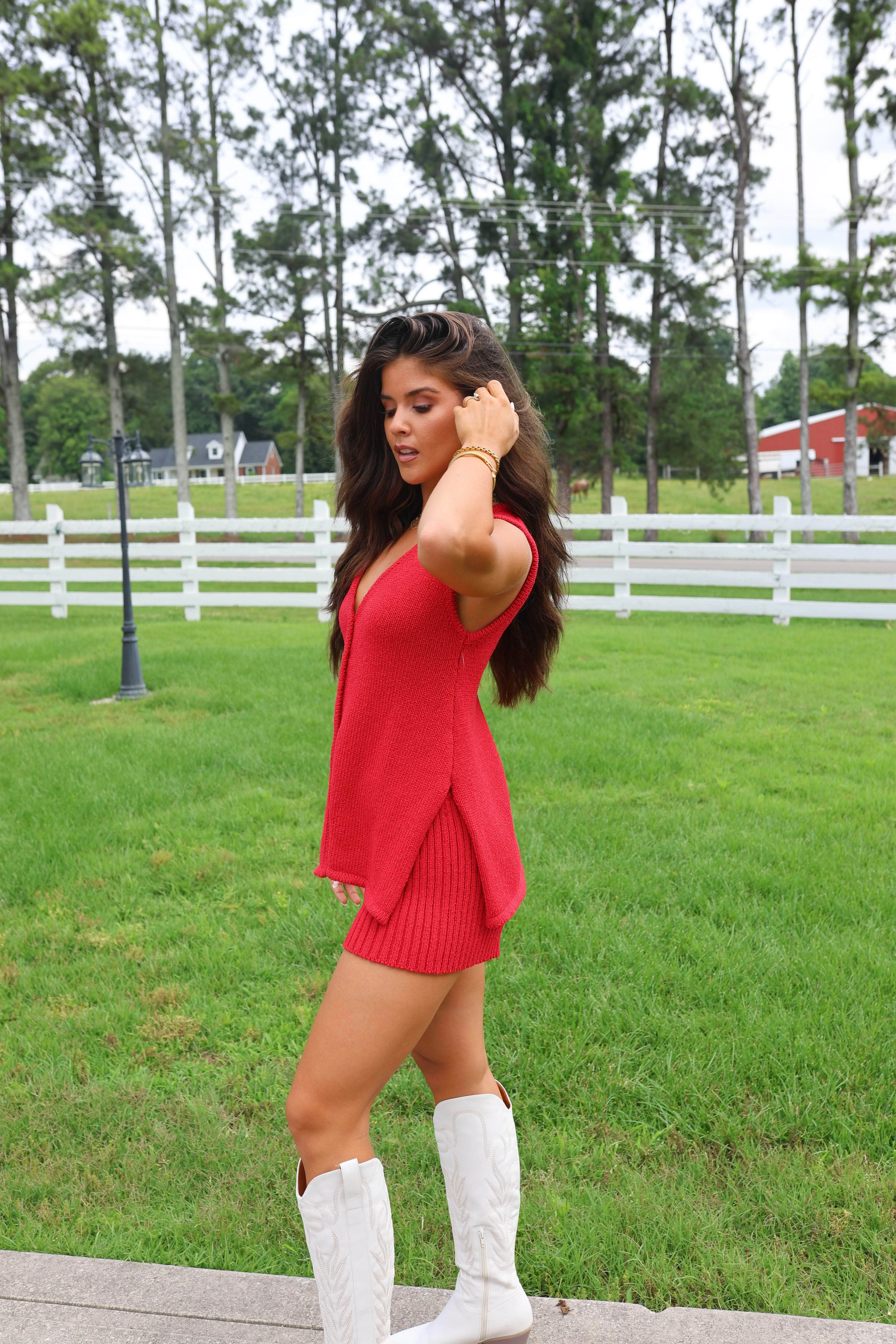 Red Knit Sweater Shorts sold by LANE 201 product image thumbnail 2