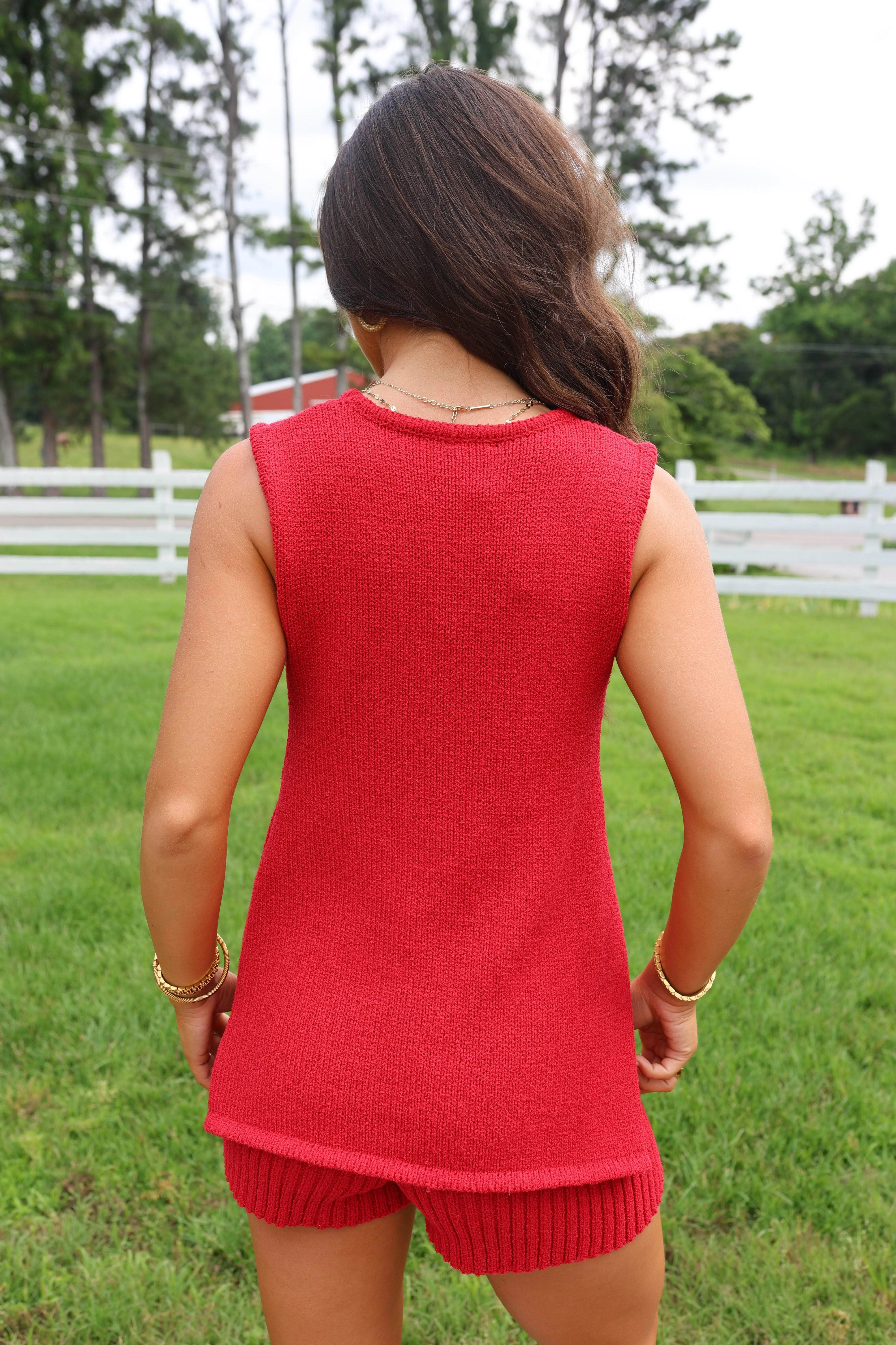 Red Knit Sweater Tank sold by LANE 201 product image thumbnail 2