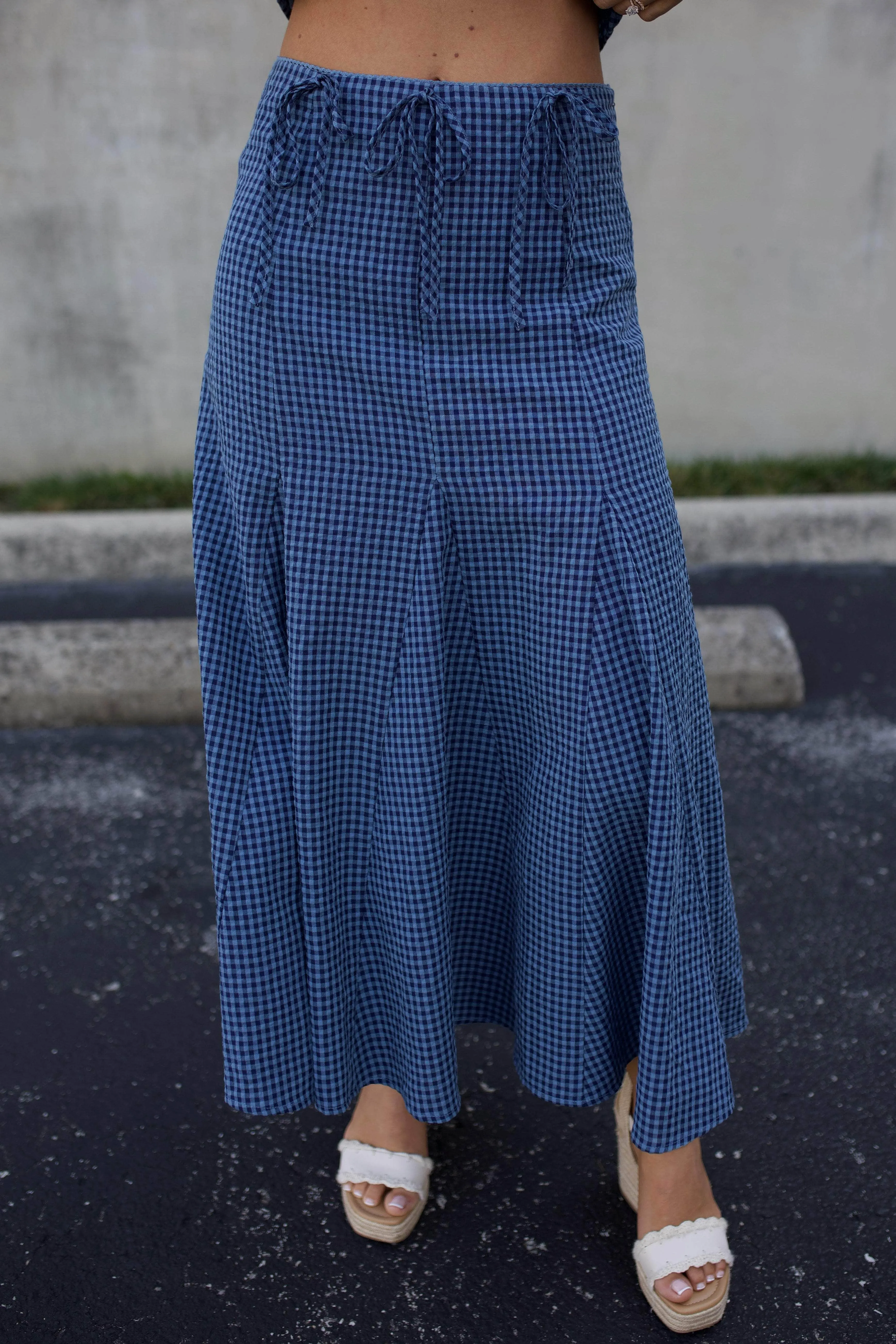 Indigo Gingham Skirt sold by LANE 201 product image thumbnail 2