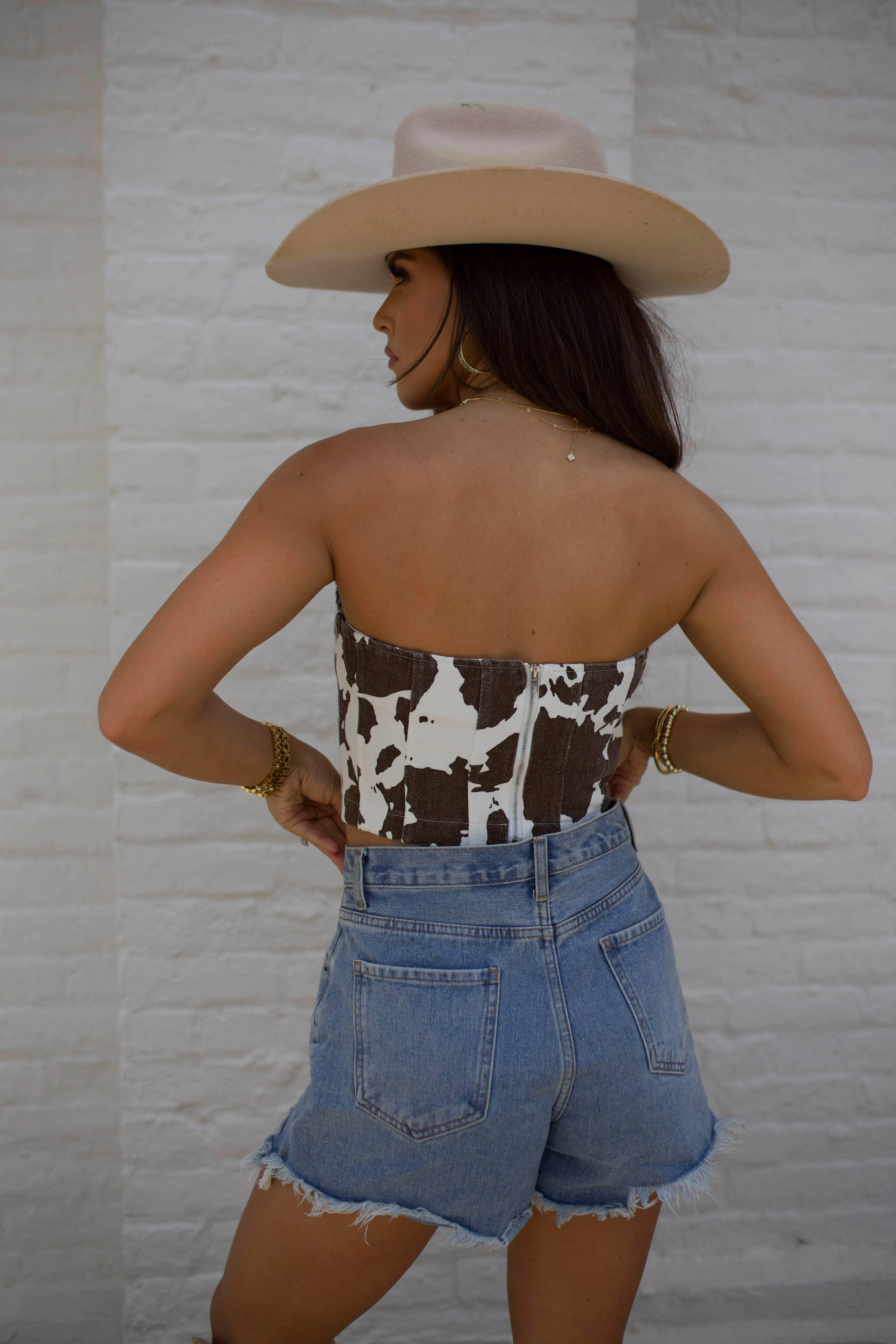 Cow Print Corset Top sold by LANE 201 product image thumbnail 2