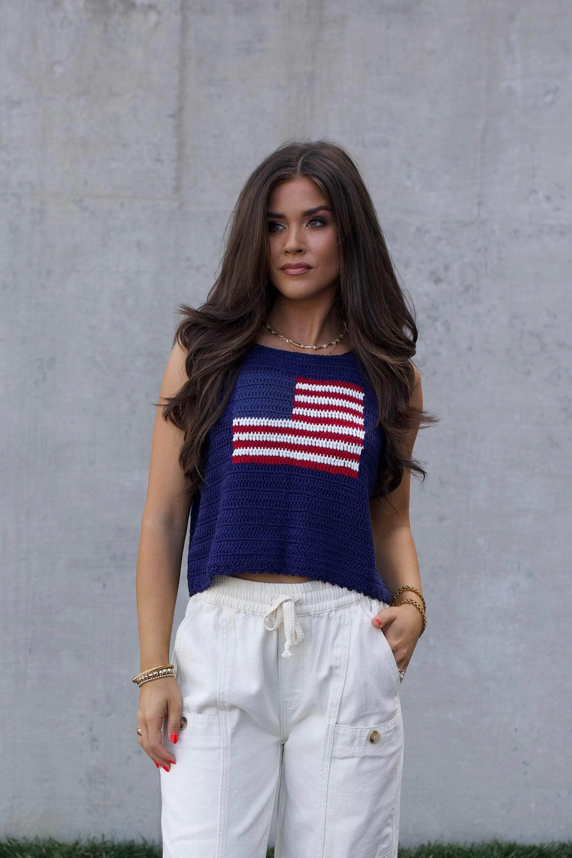 USA Knitted Sweater Tank sold by LANE 201