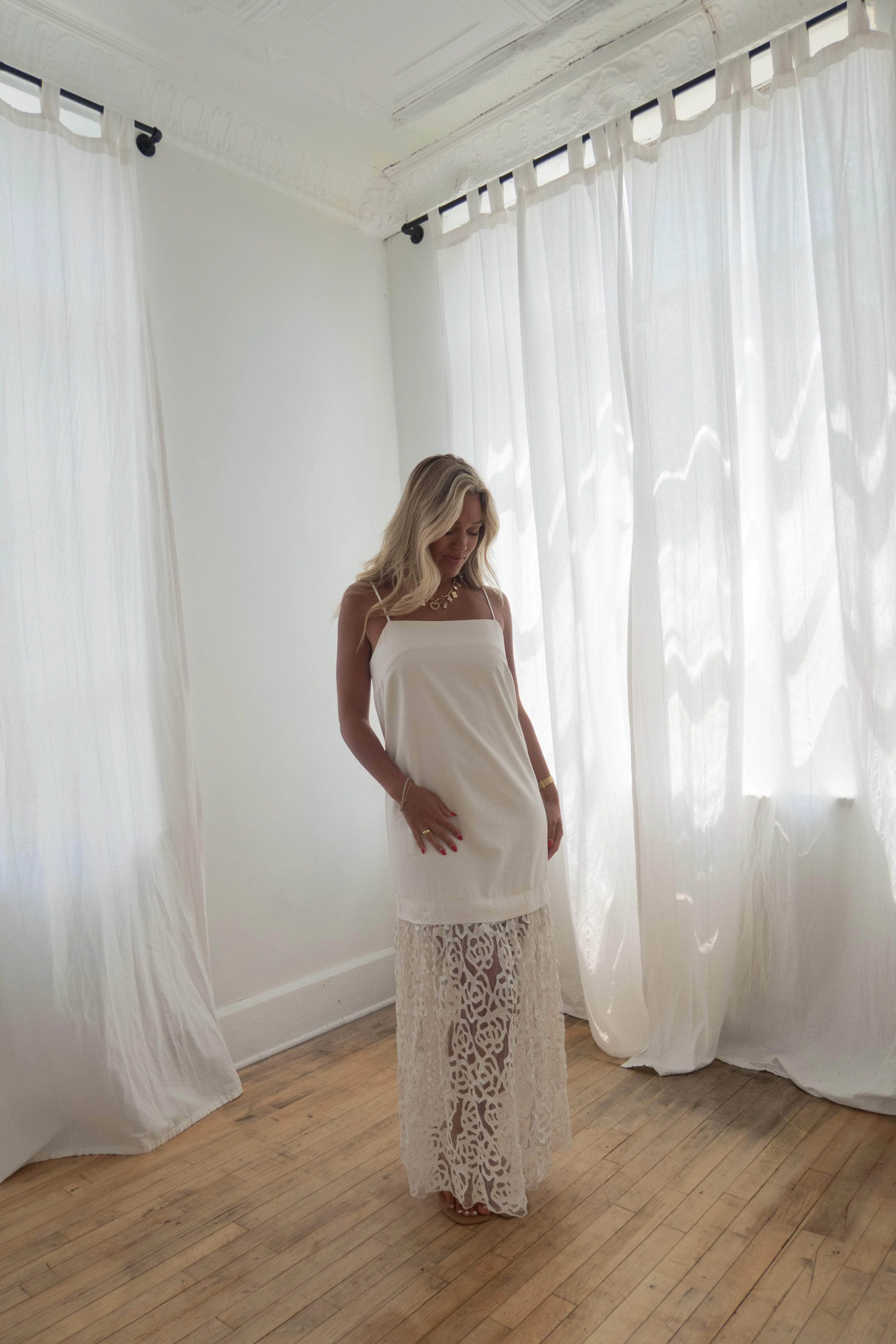 Ivory Rosette Midi Dress sold by LANE 201 product image thumbnail 5