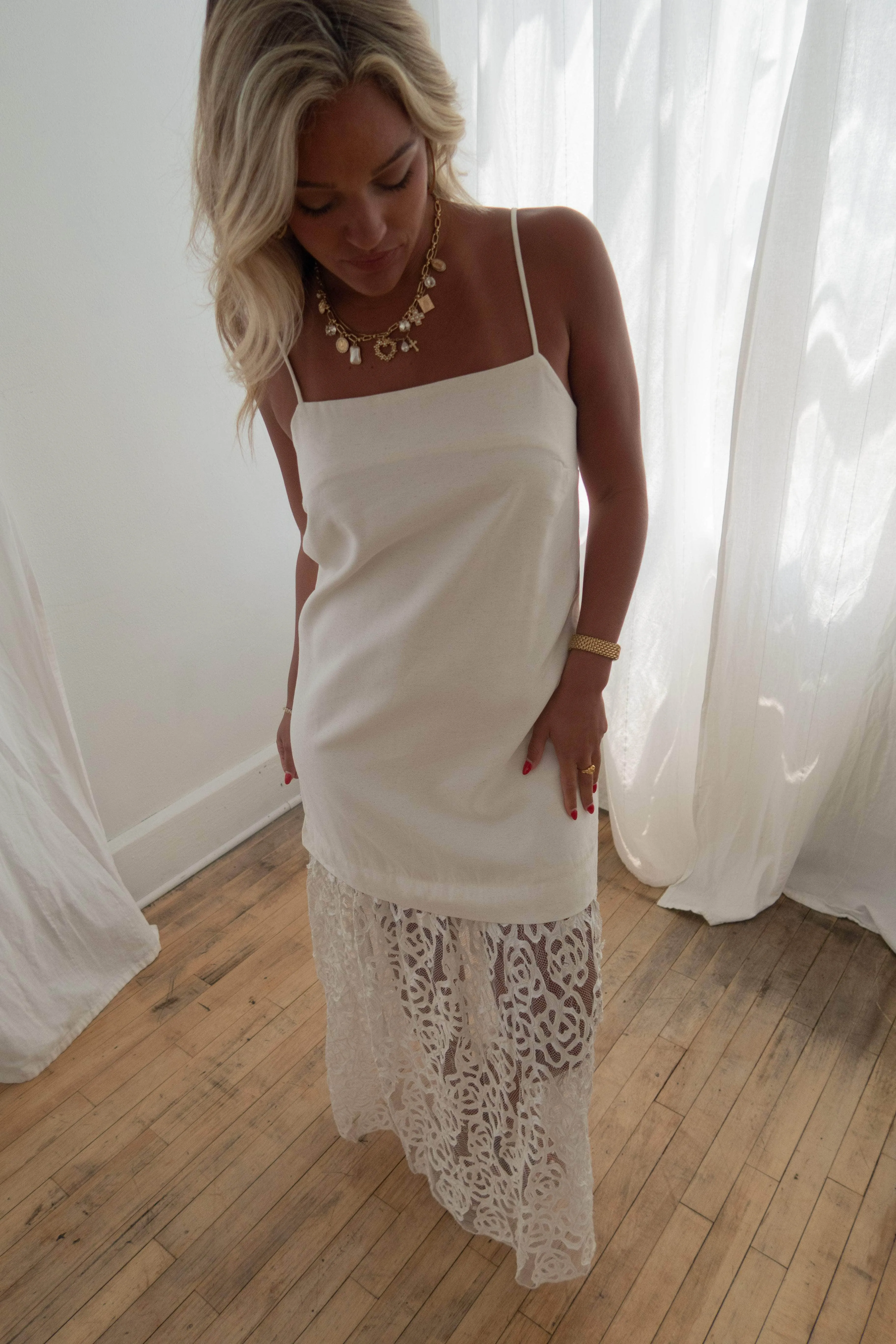 Ivory Rosette Midi Dress sold by LANE 201 product image thumbnail 3