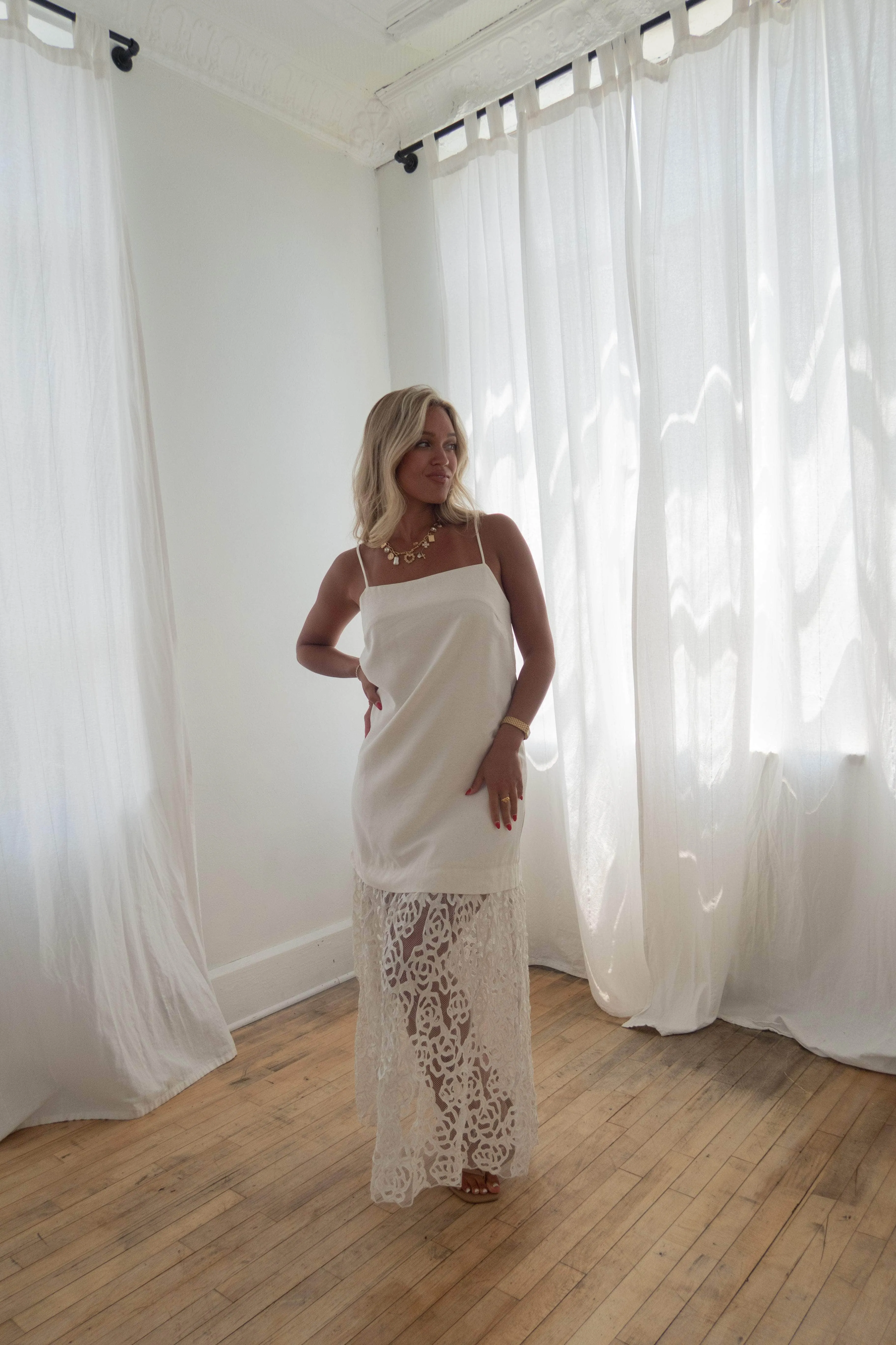 Ivory Rosette Midi Dress sold by LANE 201 product image thumbnail 4