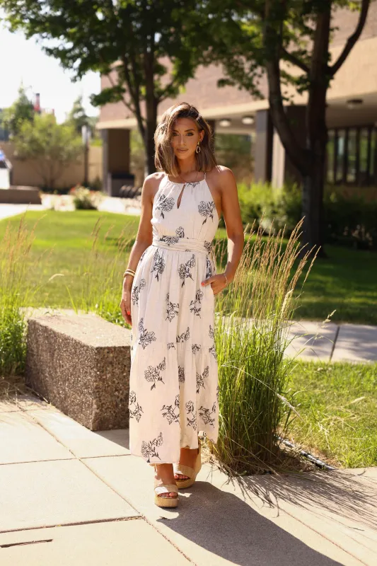 Natural Floral Linen Dress made by Fore Collection