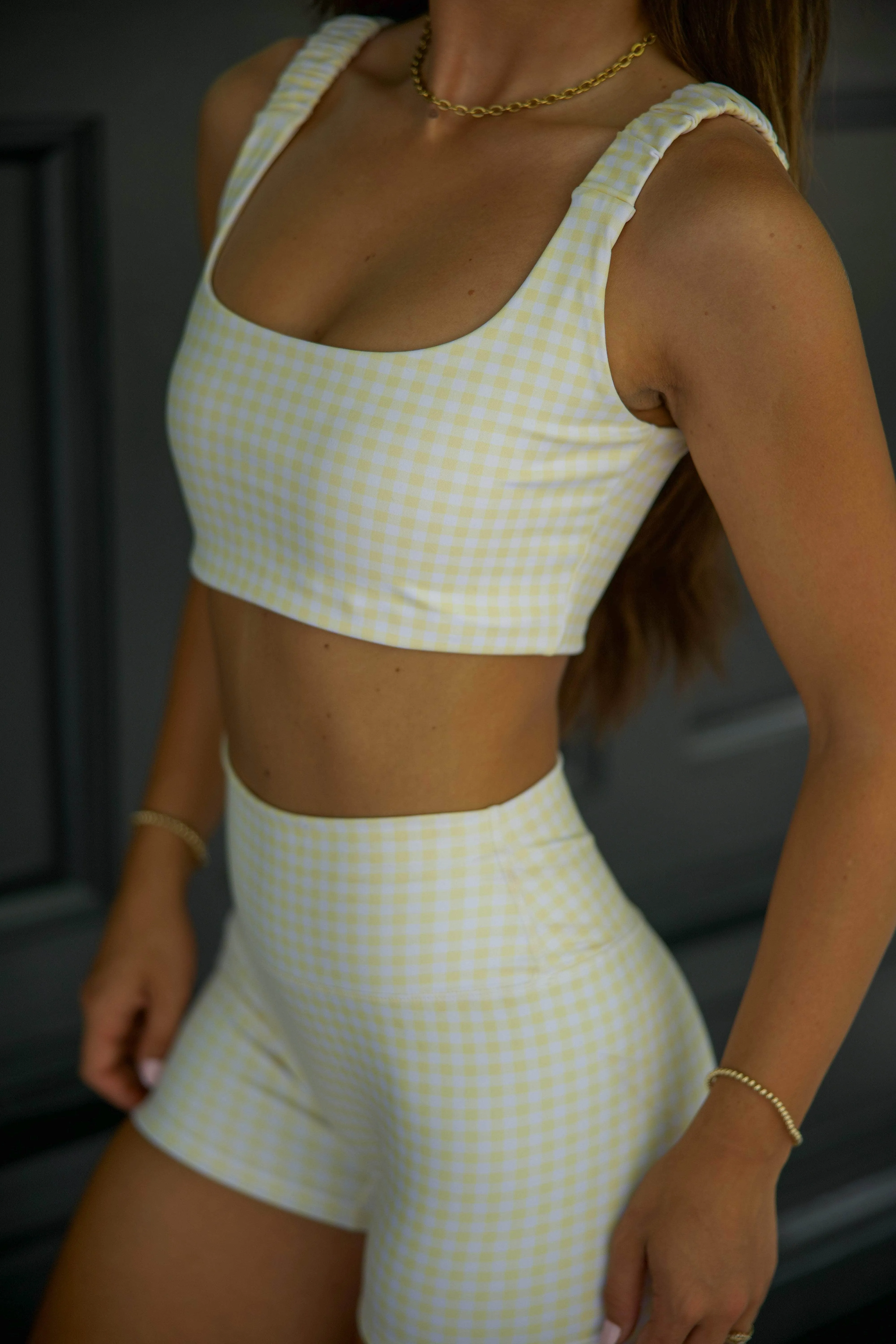 Lemon Gingham Sports Bra sold by LANE 201 product image thumbnail 3