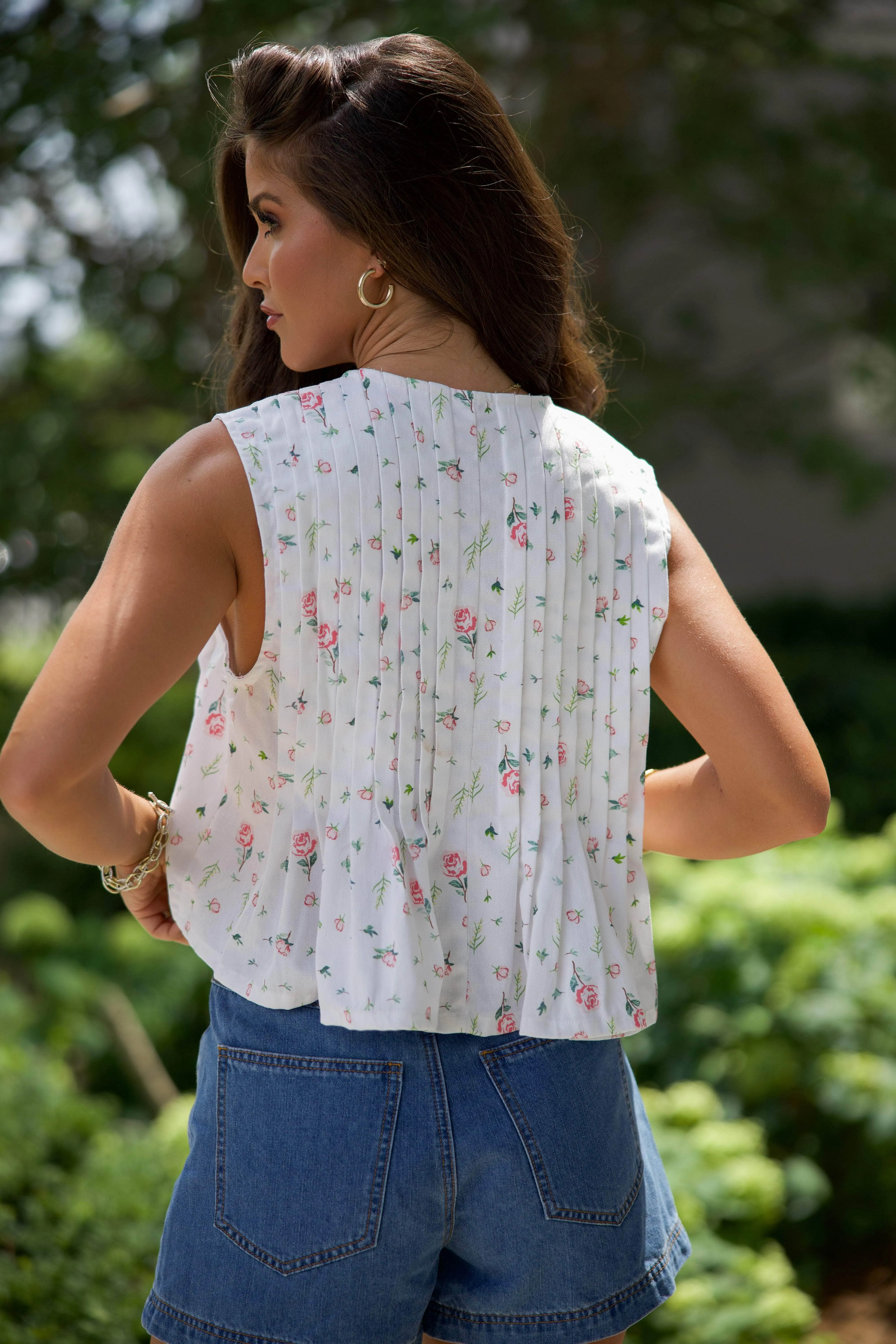 Floral Pleated Tie Top sold by LANE 201 product image thumbnail 2