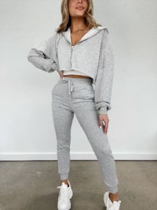 Heather Grey Fit For It Joggers sold by LANE 201