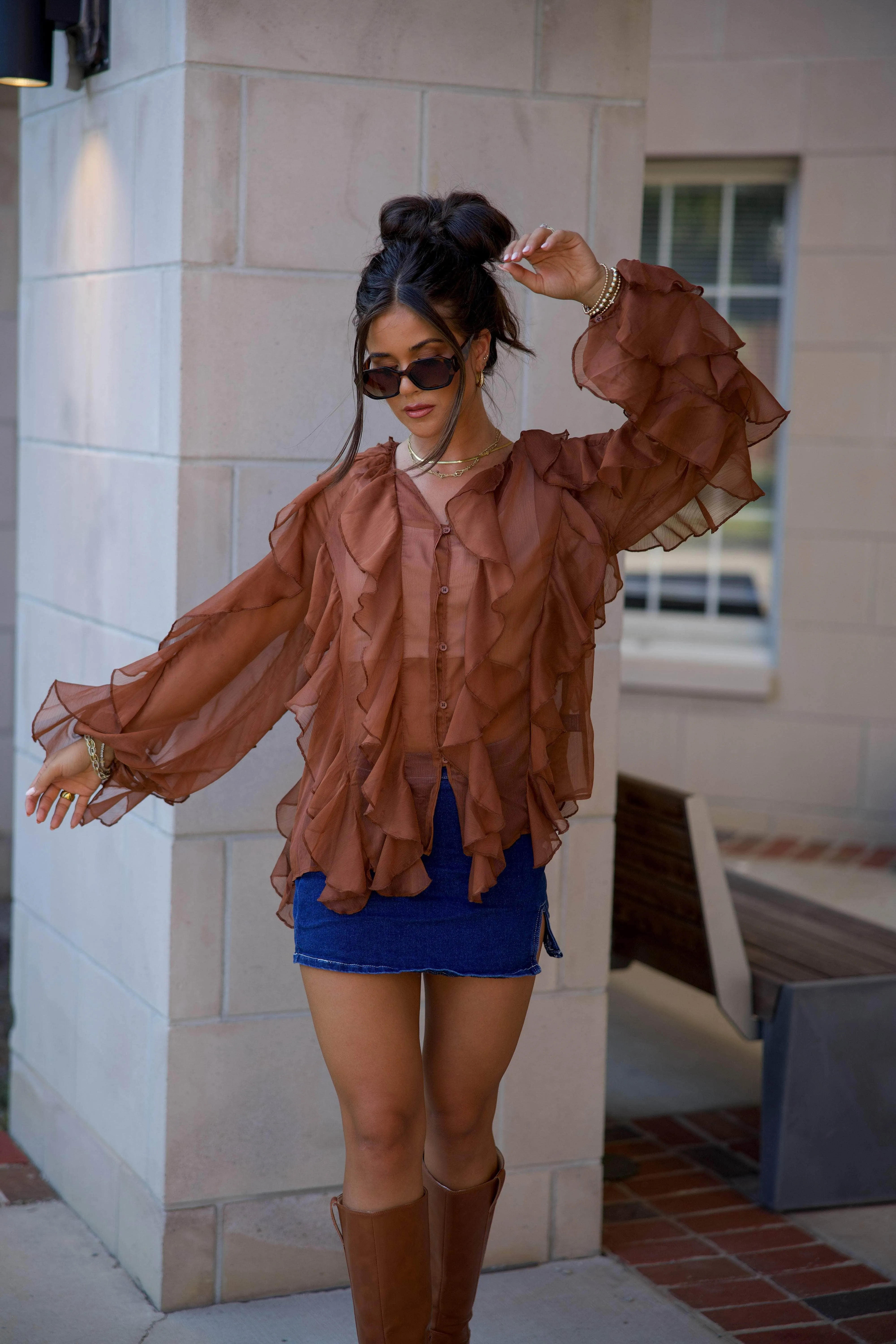 Savanna Ruffle Blouse sold by LANE 201 product image thumbnail 3