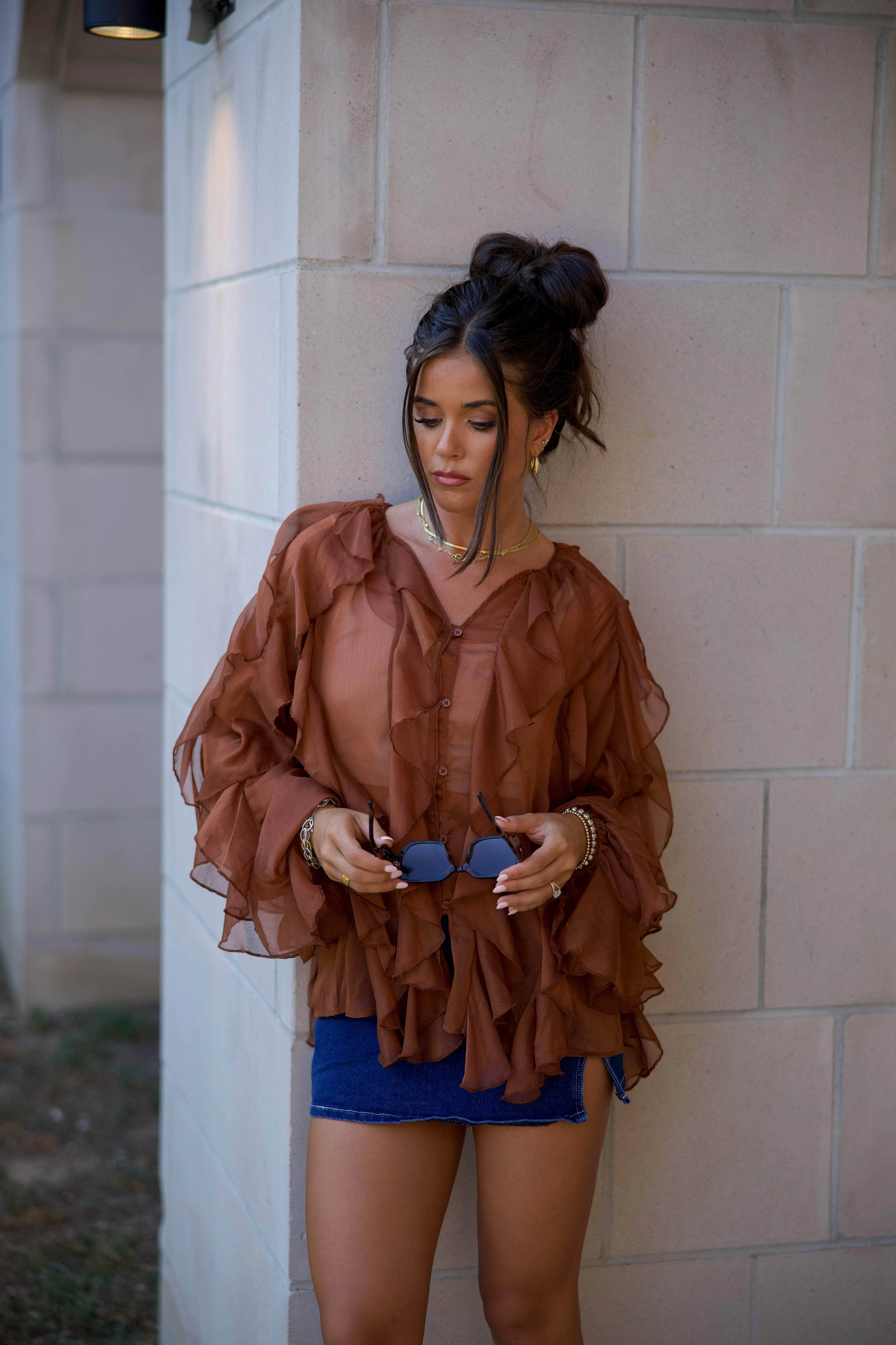Savanna Ruffle Blouse sold by LANE 201 product image thumbnail 5