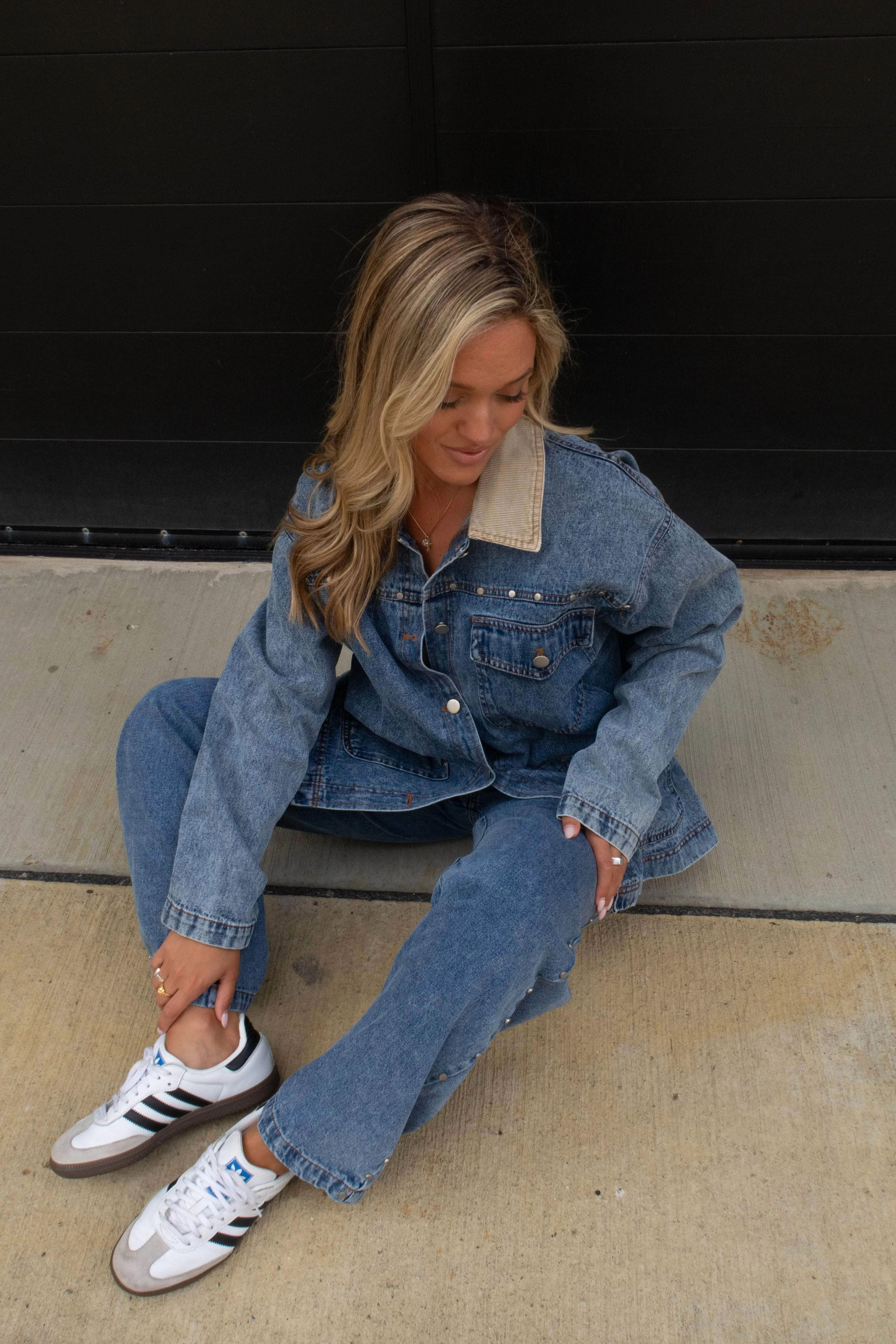 Studded Denim Barn Jacket sold by LANE 201 product image thumbnail 3