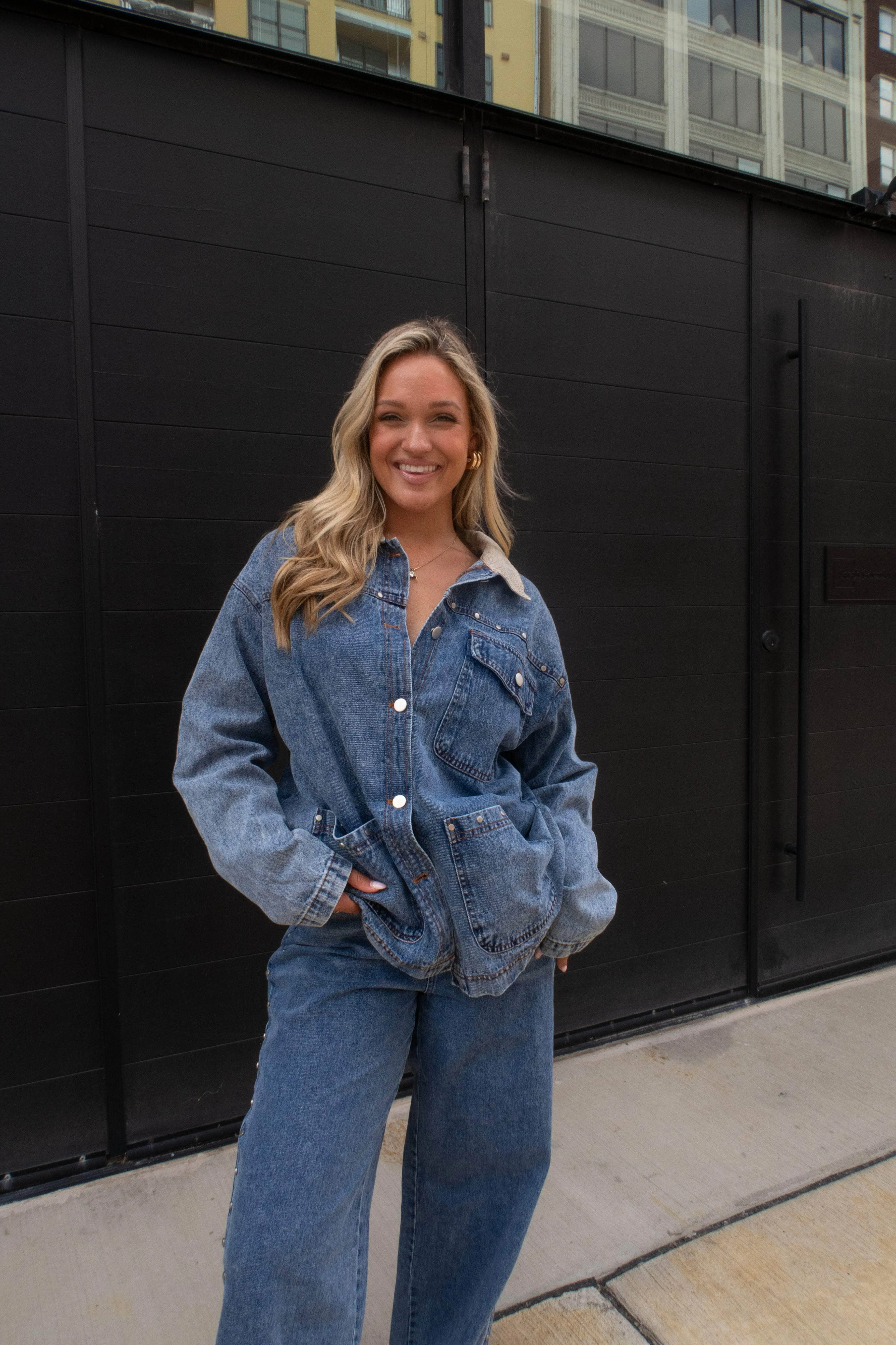 Studded Denim Barn Jacket sold by LANE 201 product image thumbnail 5