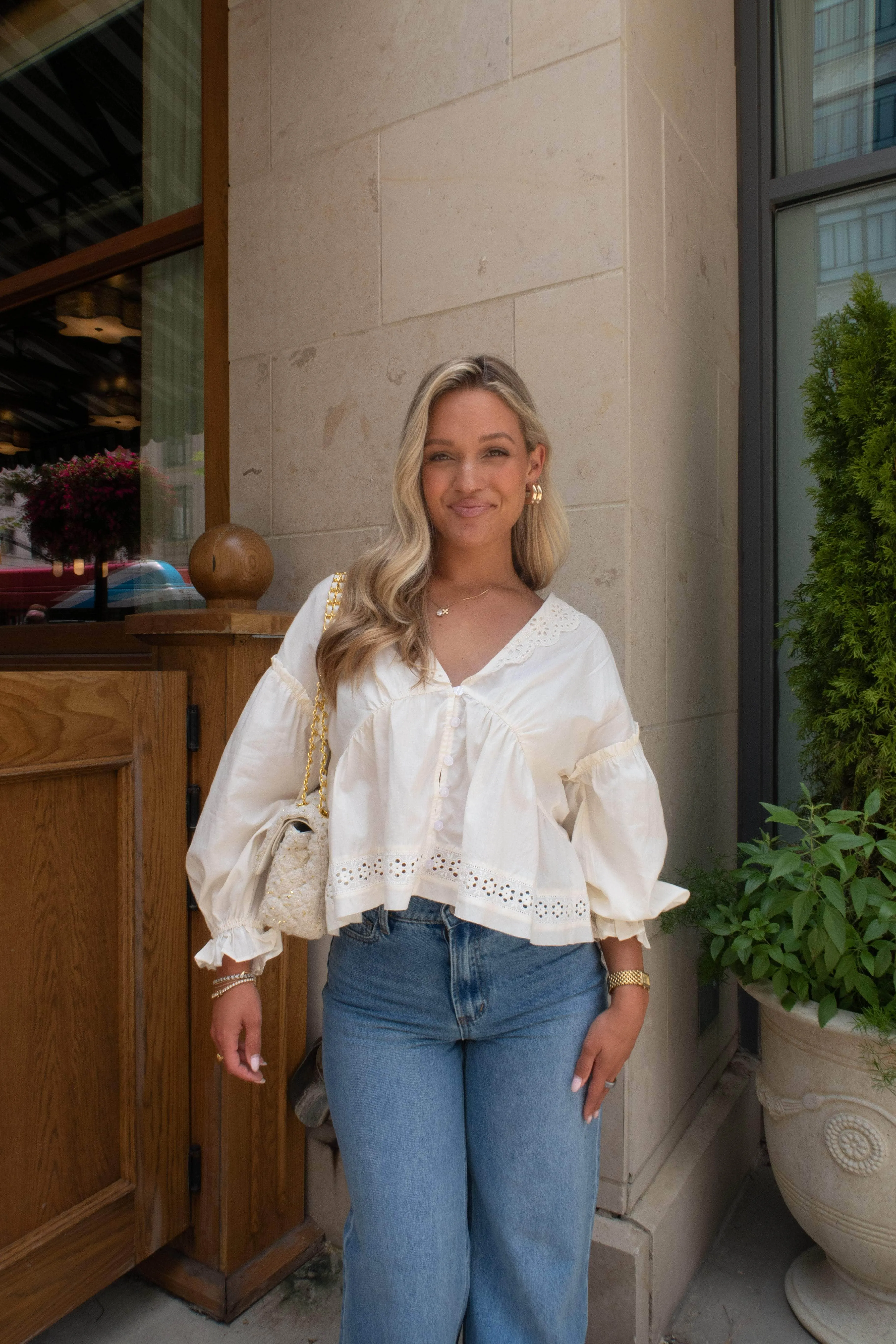 Ivory Lane Eyelet Top sold by LANE 201