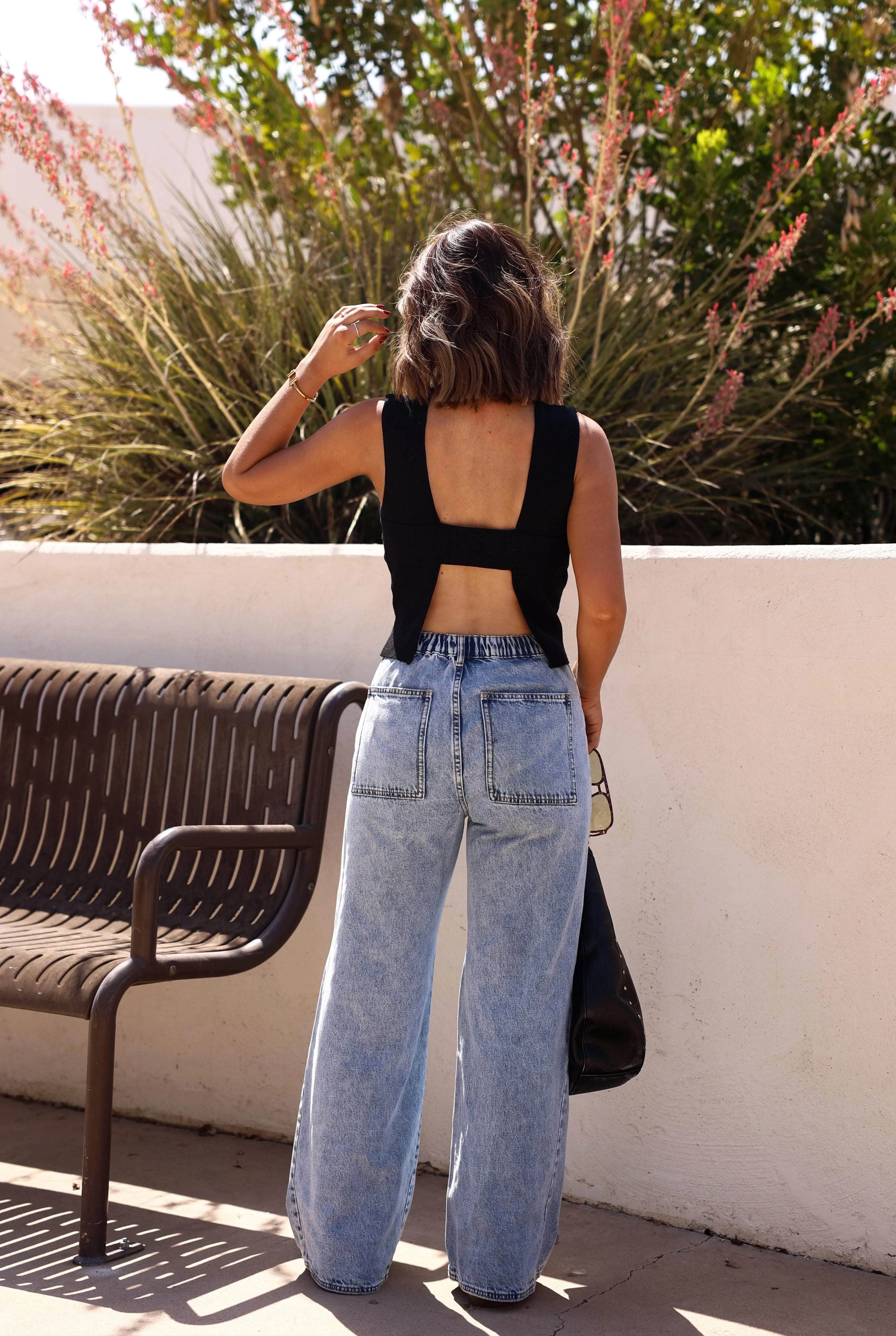 Washed Drawstring Wide Leg Jeans sold by LANE 201 product image thumbnail 2