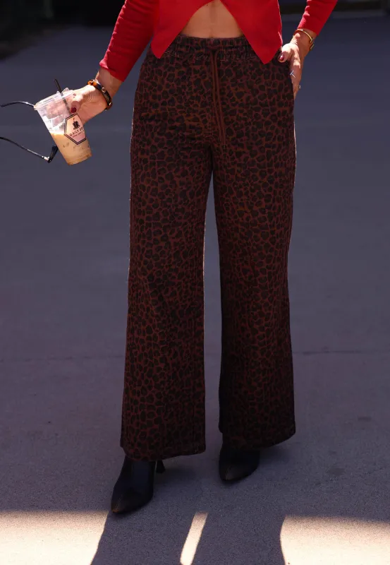 Leopard Print Denim Track Pants sold by LANE 201