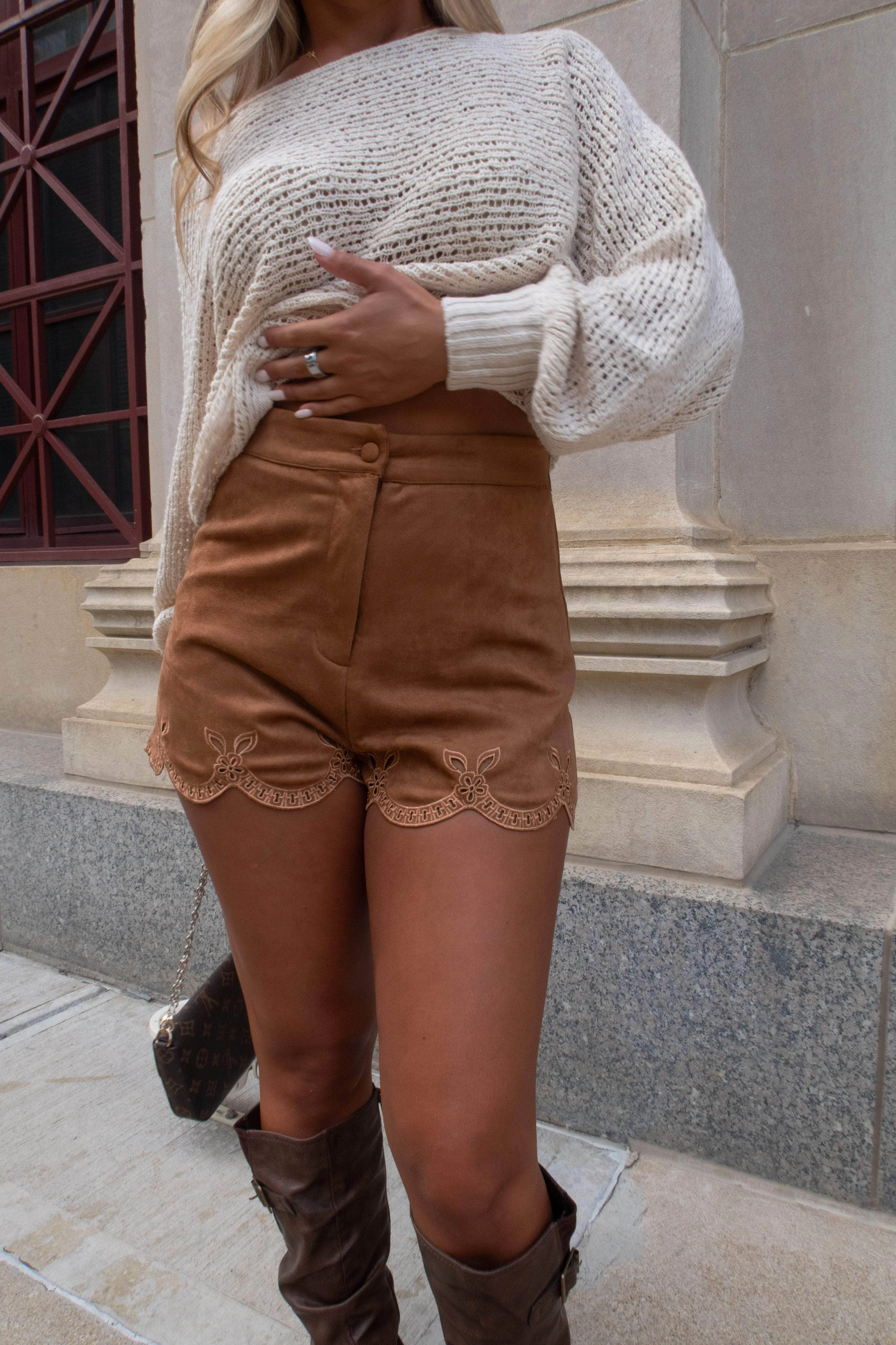 Espresso Break Suede Shorts sold by LANE 201 product image thumbnail 5