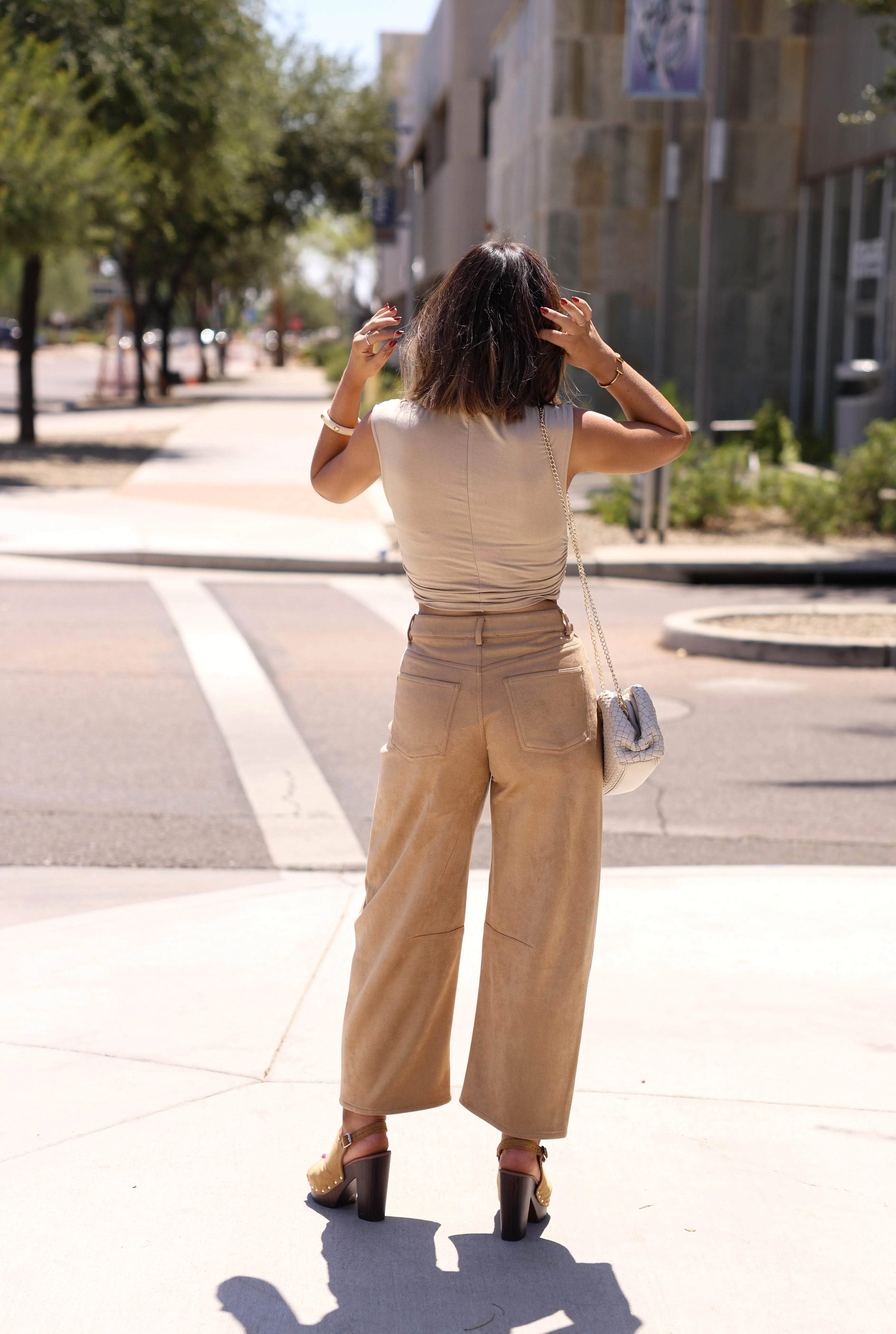 Taupe Suede Barrel Pants sold by LANE 201 product image thumbnail 2