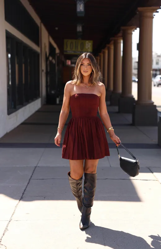 [Pre-Order!] Mulled Wine Suede Mini Dress sold by LANE 201