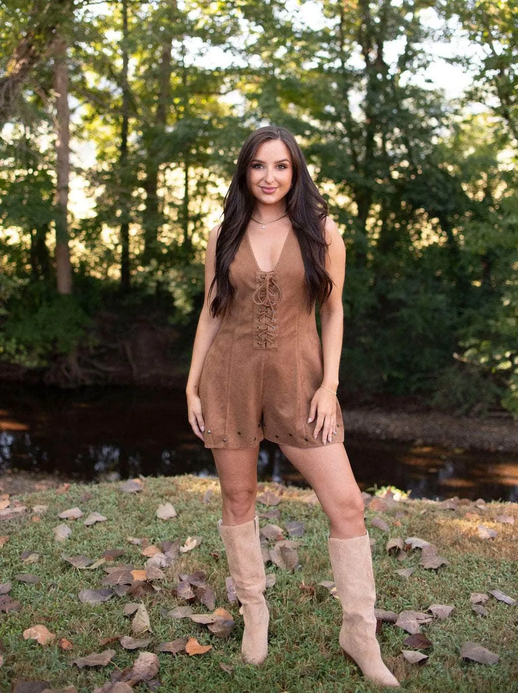 Cowgirl Crush Suede Romper sold by LANE 201 product image thumbnail 4
