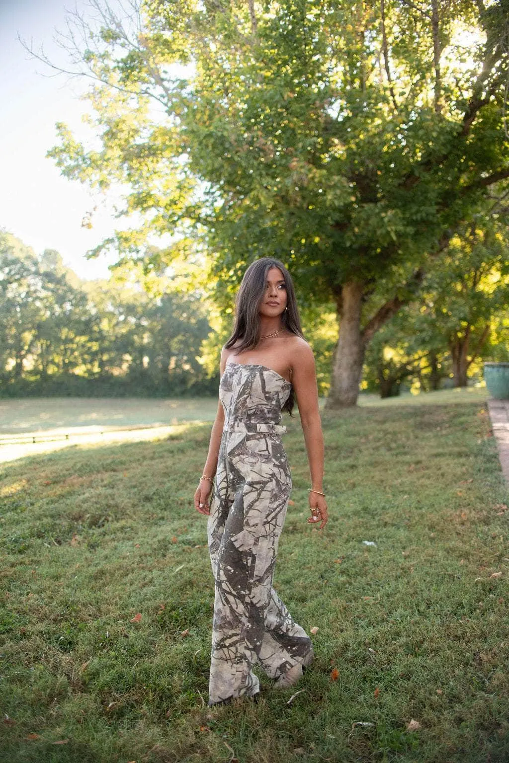 Camo Printed Denim Jumpsuit sold by LANE 201 product image thumbnail 5