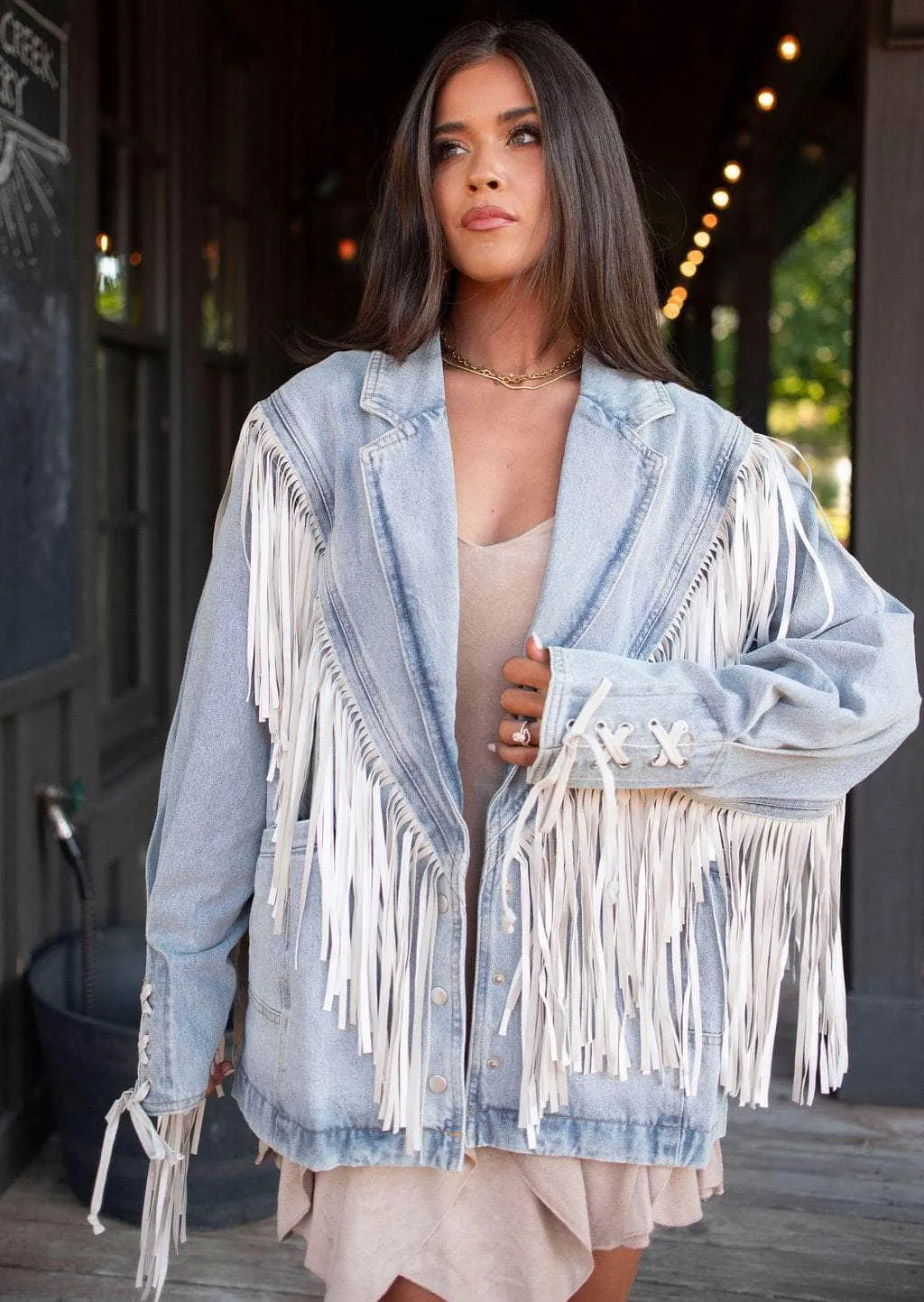 Fringe Finale Denim Jacket sold by LANE 201 product image thumbnail 3